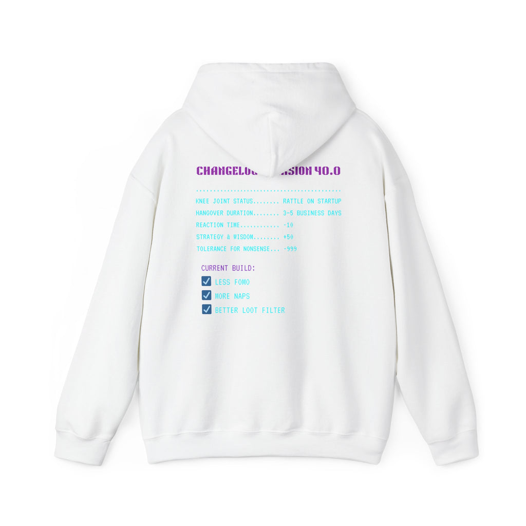 🎮 HUMAN.EXE Patch Notes v40.0 Hoodie • Funny 40th Birthday Gamer Hoodie • Retro Changelog Sweatshirt • Cozy Level 40 Upgrade Gift
