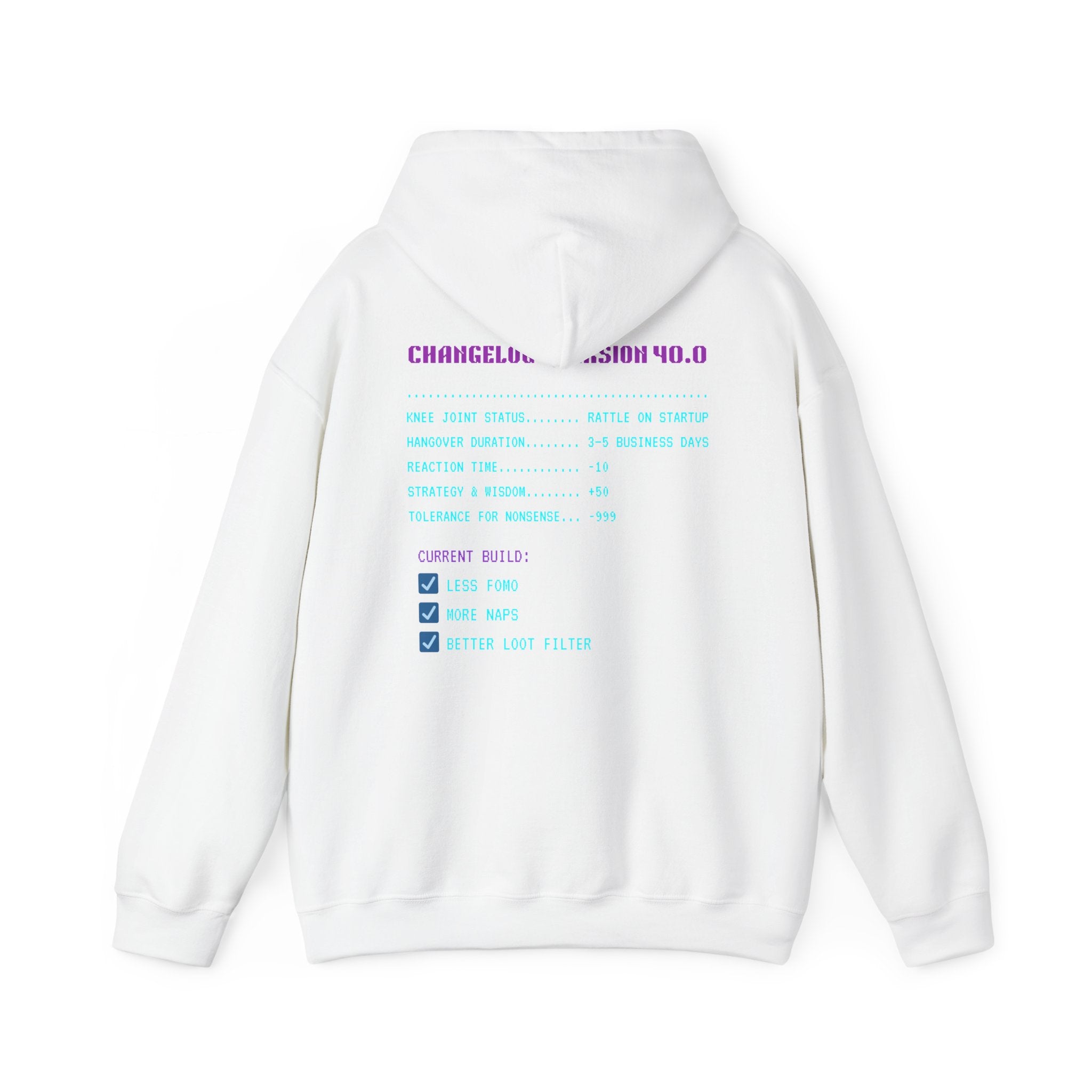 🎮 HUMAN.EXE Patch Notes v40.0 Hoodie • Funny 40th Birthday Gamer Hoodie • Retro Changelog Sweatshirt • Cozy Level 40 Upgrade Gift