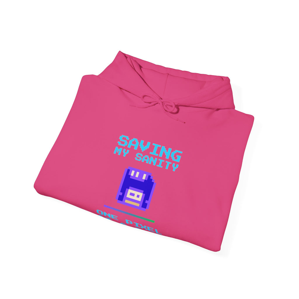 🔥 Saving My Sanity Hoodie | Front + Back Design | Gamer Mental Health Sweatshirt | Retro Floppy Disk Gaming Humor