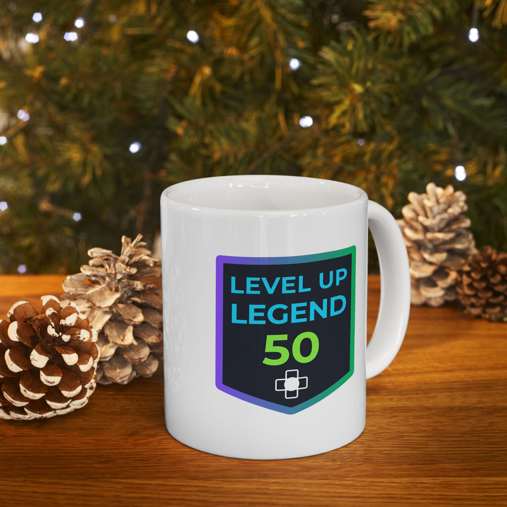 ☕ Level Up Legend 50 Mug | Ultimate Milestone Trophy | Retro Gamer Gift | High-Durability Ceramic
