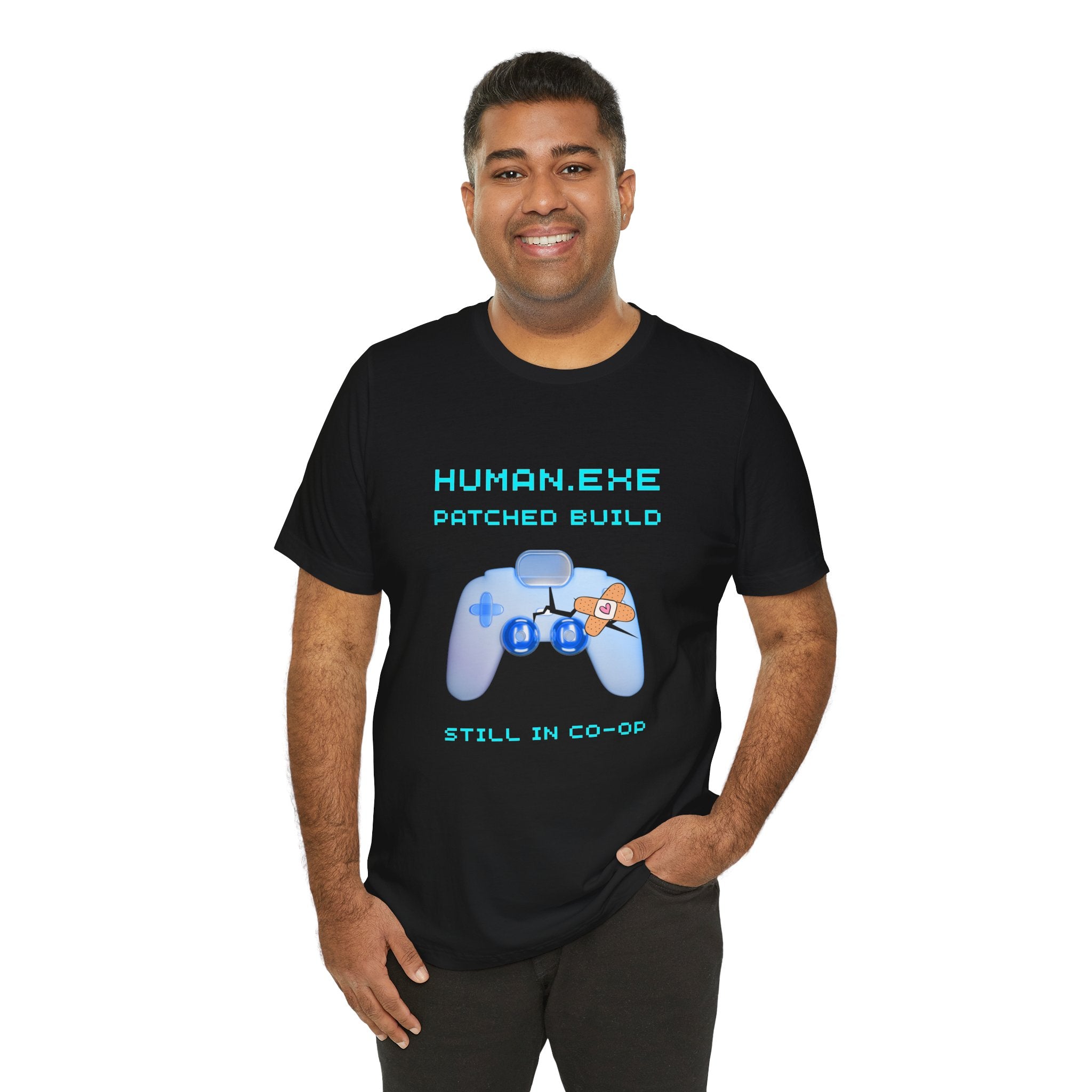 HUMAN.EXE Patched Build Shirt – Still in Co-Op 40+ Gamer Tee (Front & Back Print)