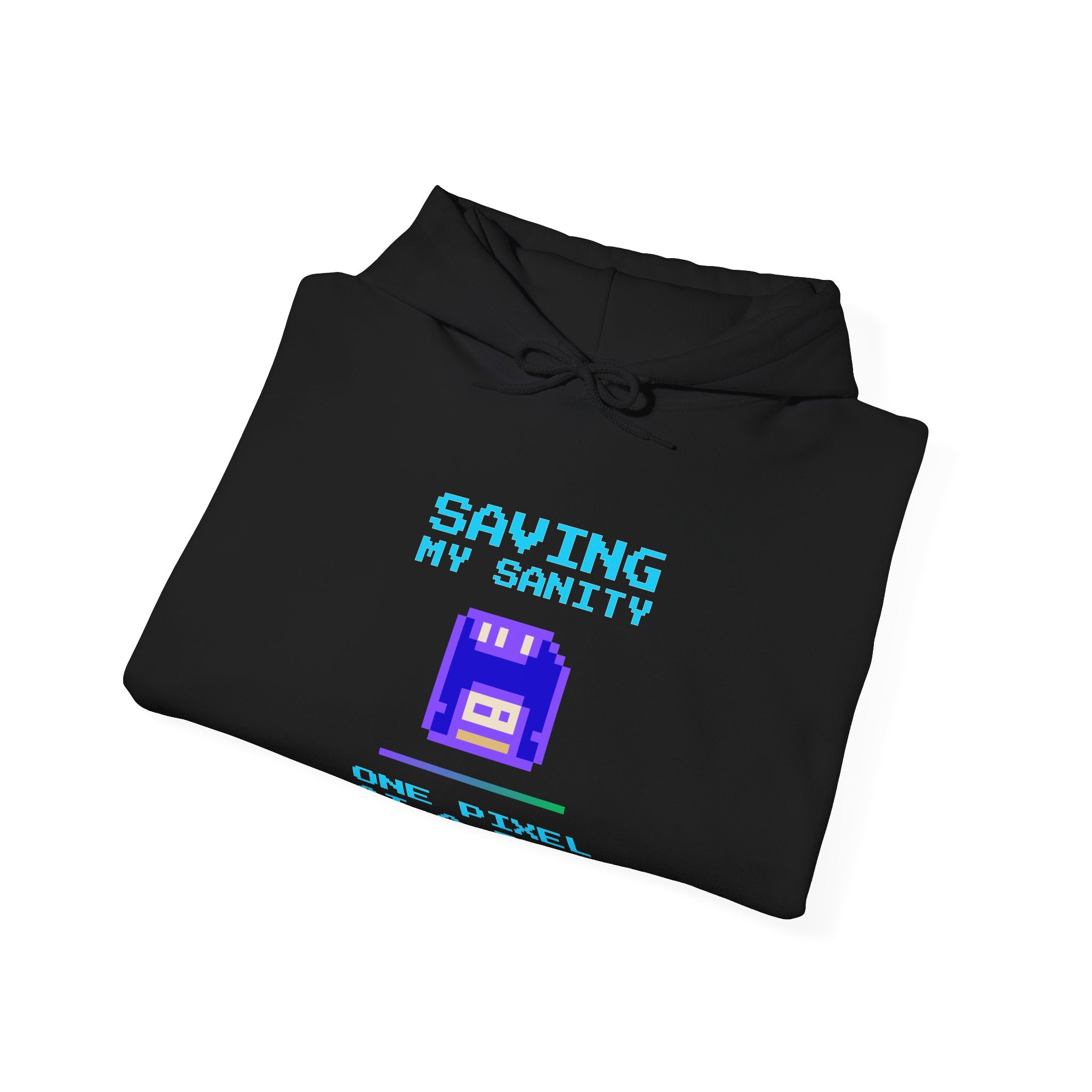 Saving My Sanity Hoodie – One Pixel at a Time Retro Gamer Sweatshirt (Mission Accomplished Front & Back Print)