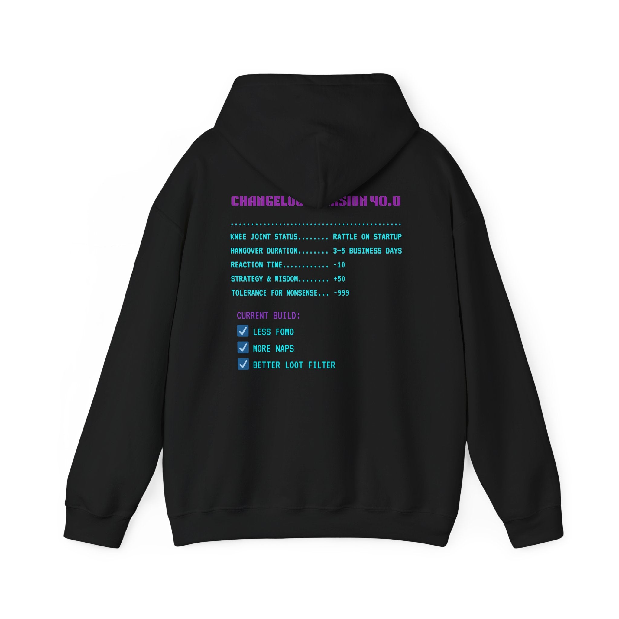 🎮 HUMAN.EXE Patch Notes v40.0 Hoodie • Funny 40th Birthday Gamer Hoodie • Retro Changelog Sweatshirt • Cozy Level 40 Upgrade Gift