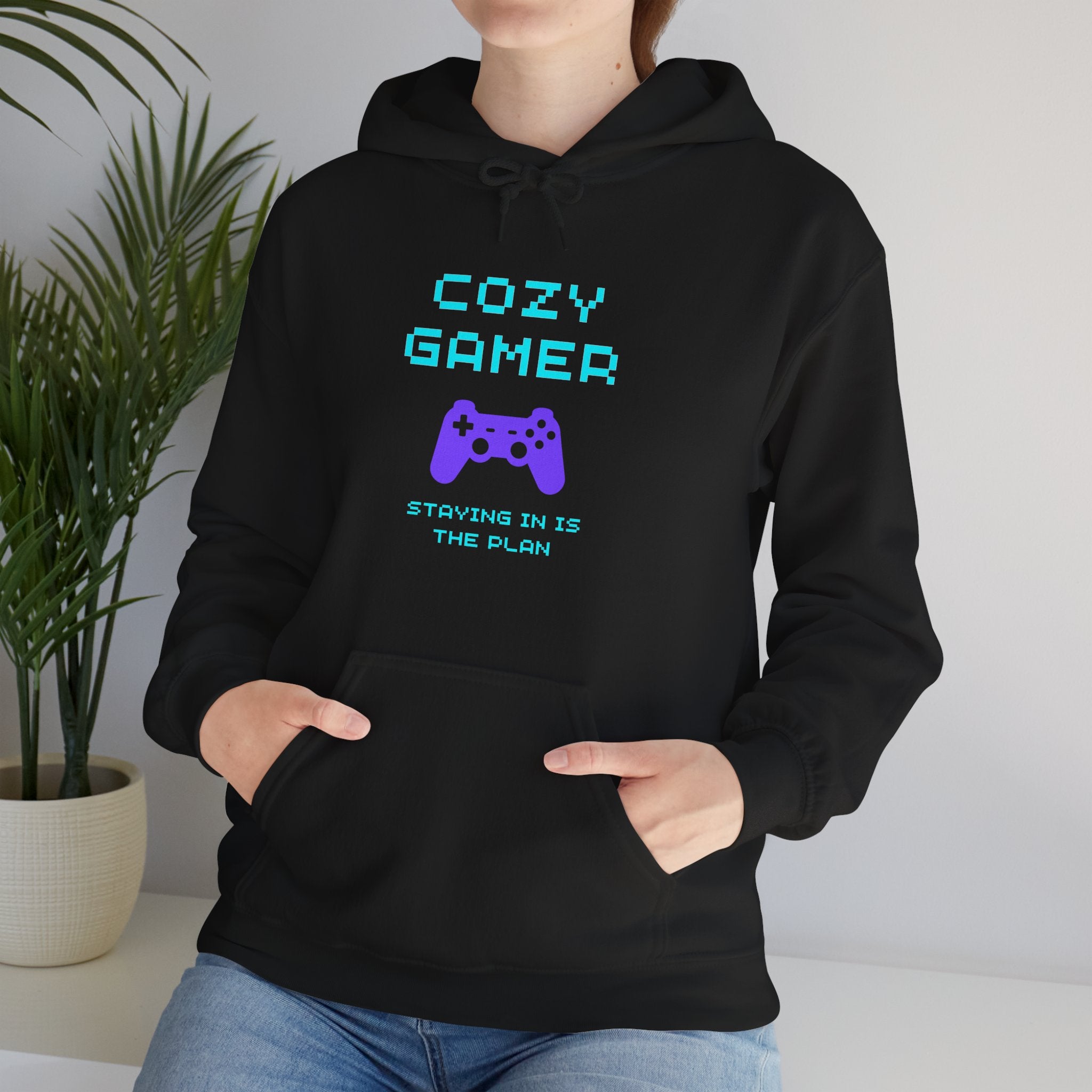 Cozy Gamer Hoodie – Staying In Is the Plan Retro Gamer Sweatshirt (Front & Back Print)