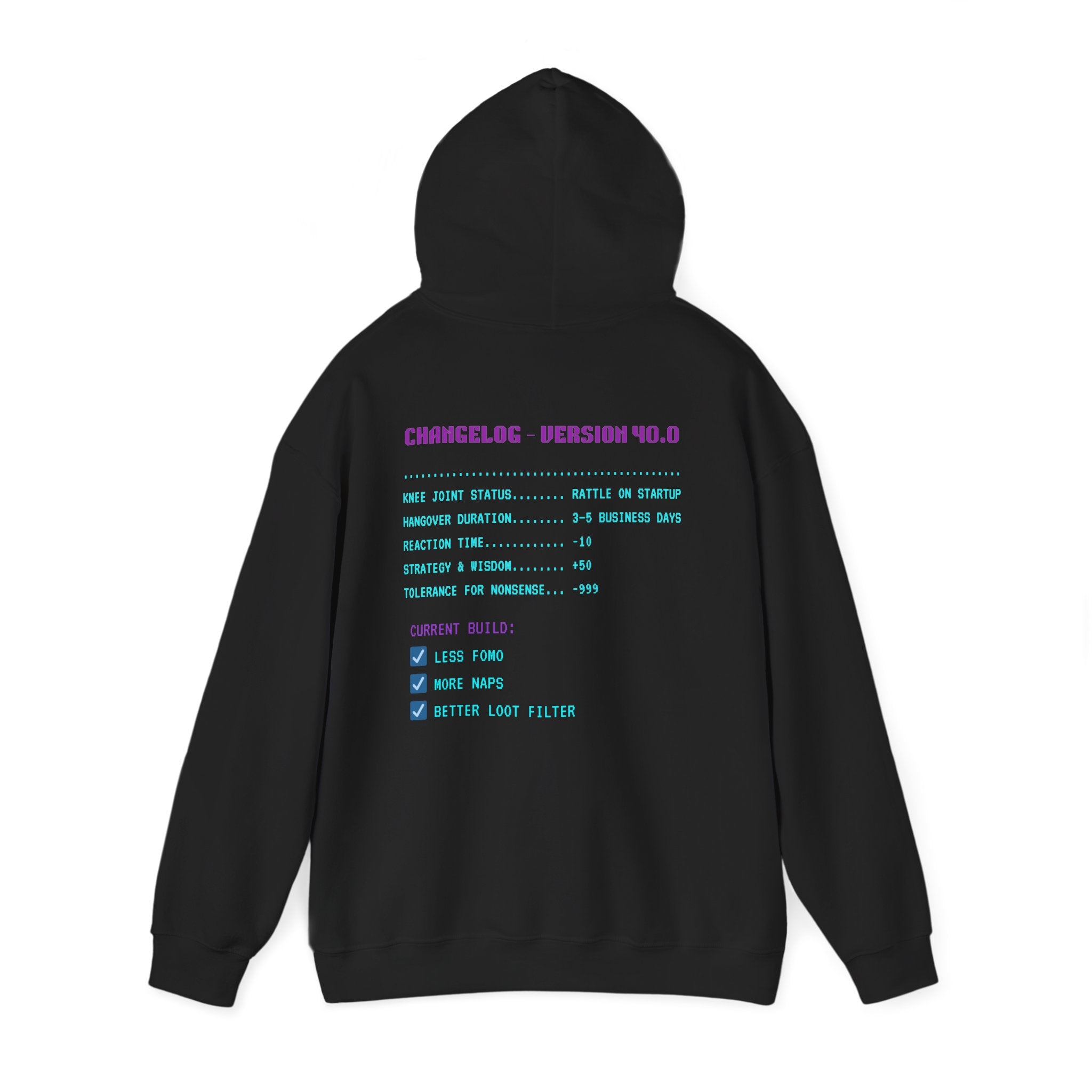 🎮 HUMAN.EXE Patch Notes v40.0 Hoodie • Funny 40th Birthday Gamer Hoodie • Retro Changelog Sweatshirt • Cozy Level 40 Upgrade Gift
