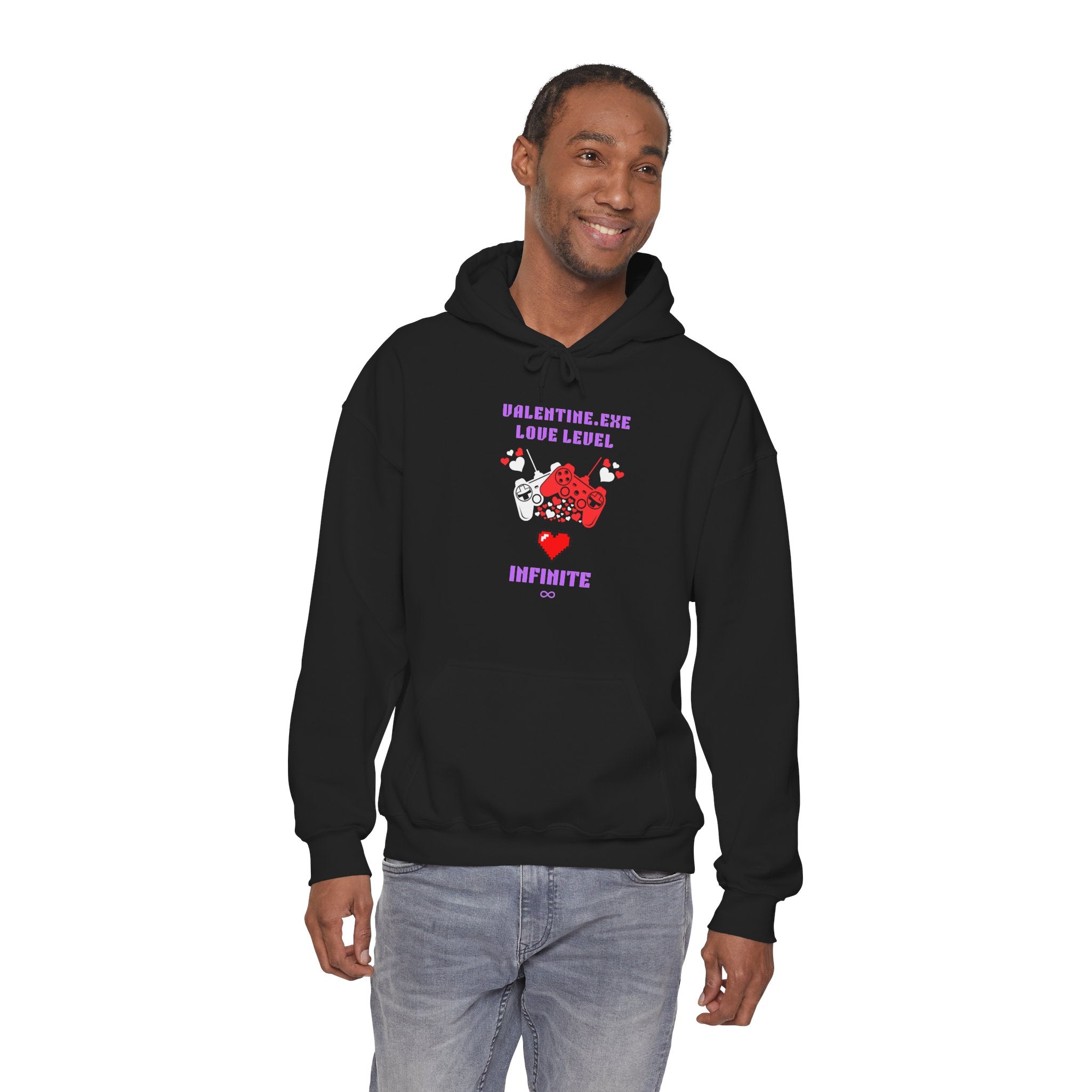 Valentine Exe Love Level Infinite Hoodie | Funny Gamer Valentines Day Gift | Unique Gift for Him Her | Retro Gaming Sweatshirt | Romance Gift