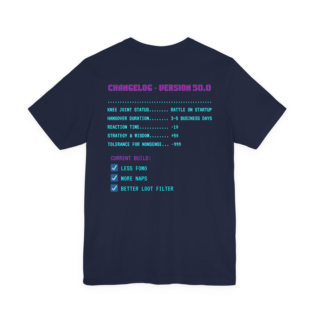 🎮 HUMAN.EXE Patch Notes v50.0 Shirt • Funny 50th Birthday Gamer T-Shirt • Retro Changelog Tee for 80s 90s Gamers • Level 50 Upgrade Gift