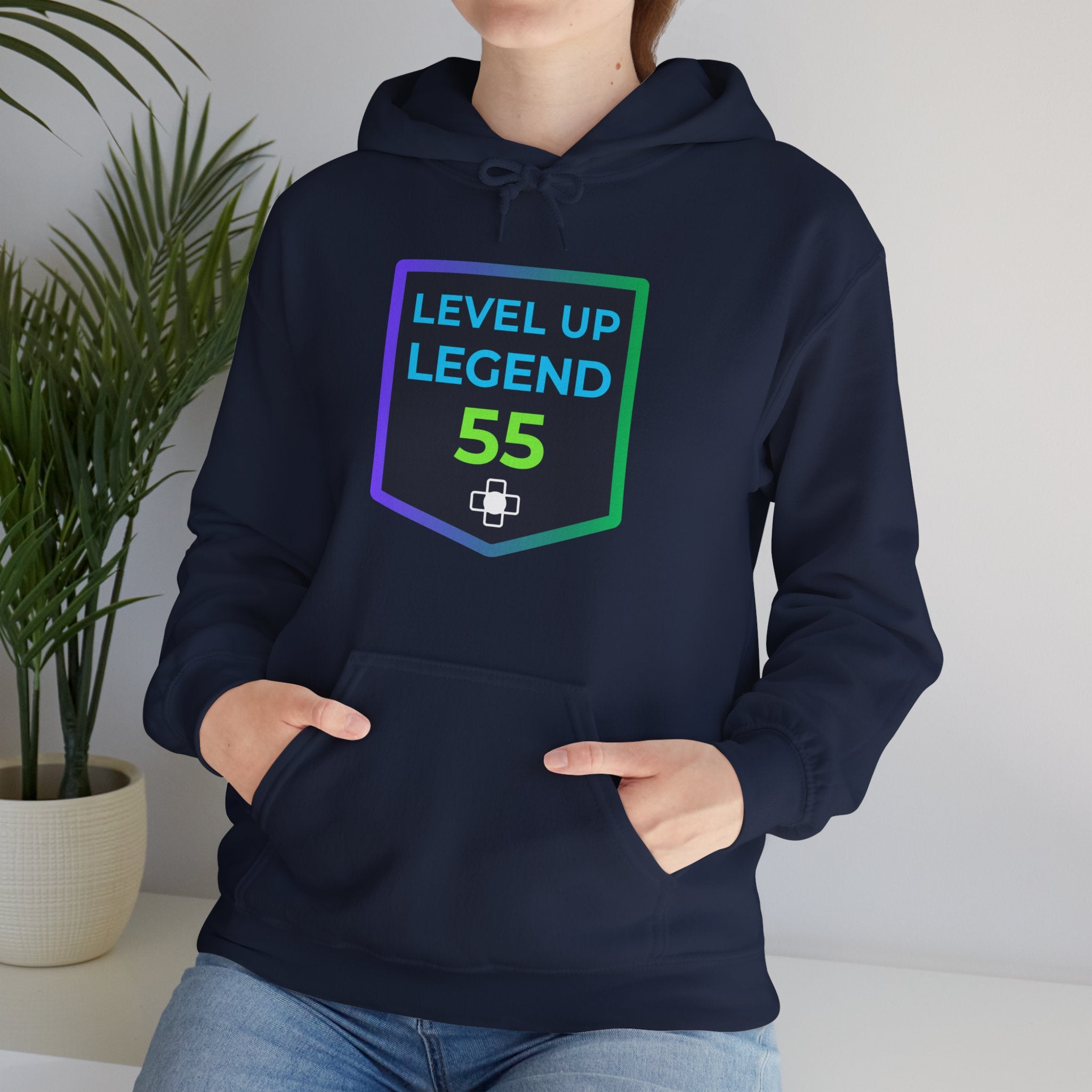 🔥 Level 55 Legend Hoodie • Retro Gamer 55th Birthday Gift • Front + Back Design • Arcade Achievement Hoodie