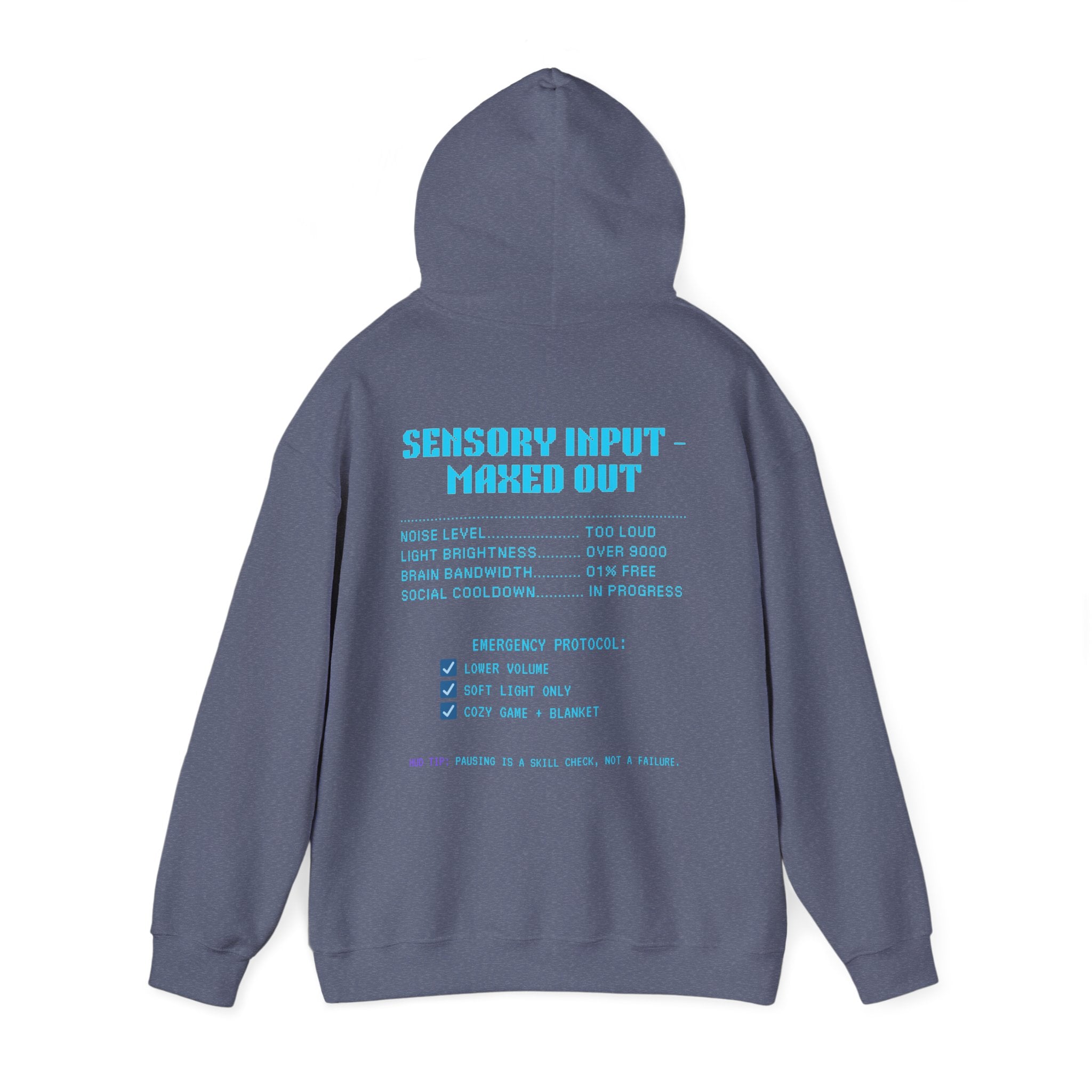 ⚡ OVERSTIMULATED STILL IN THE GAME Hoodie • Sensory Input Maxed Out Gamer Hoodie • Retro Pixel Anxiety Sweatshirt • Cozy Introvert Gamer Gift