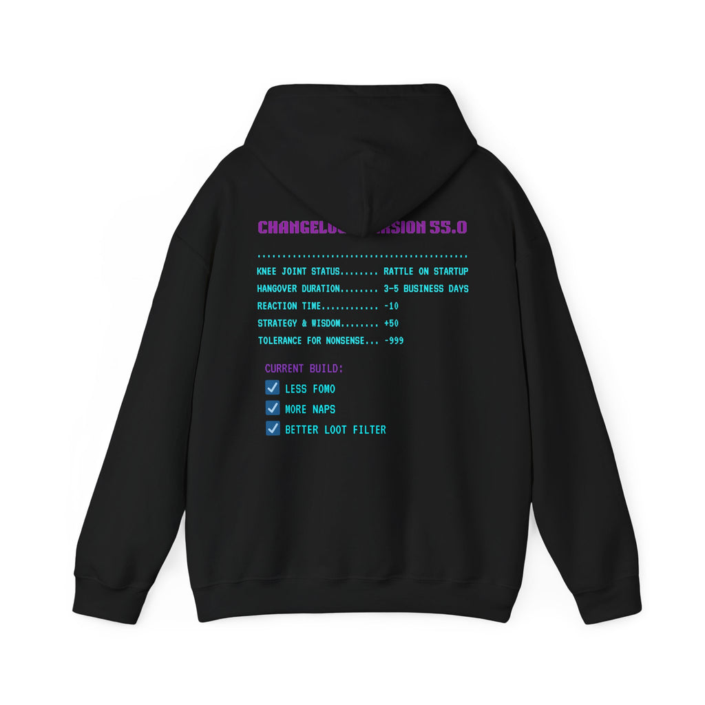 🎮 HUMAN.EXE Patch Notes v 55.0 Hoodie • Funny 55th Birthday Gamer Hoodie • Retro Changelog Sweatshirt • Cozy Level 55 Upgrade Gift