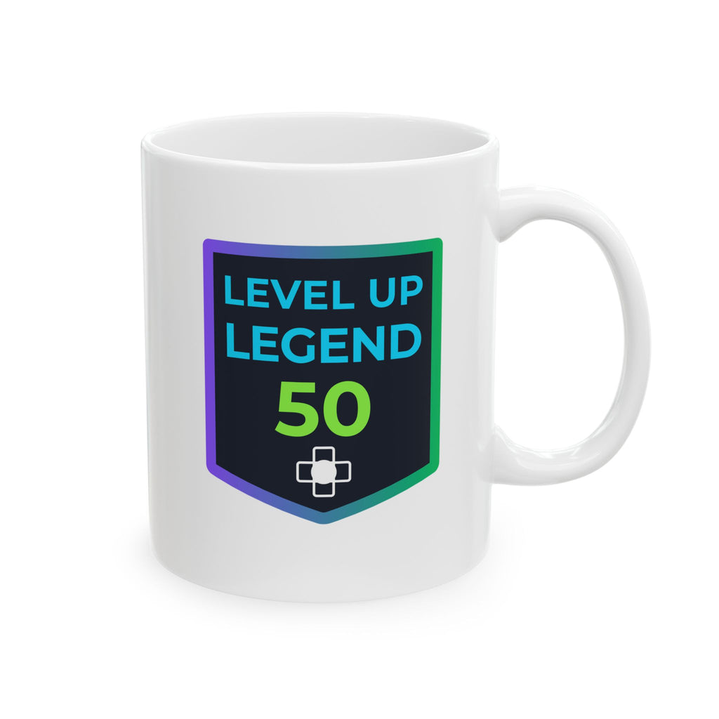 ☕ Level Up Legend 50 Mug | Ultimate Milestone Trophy | Retro Gamer Gift | High-Durability Ceramic