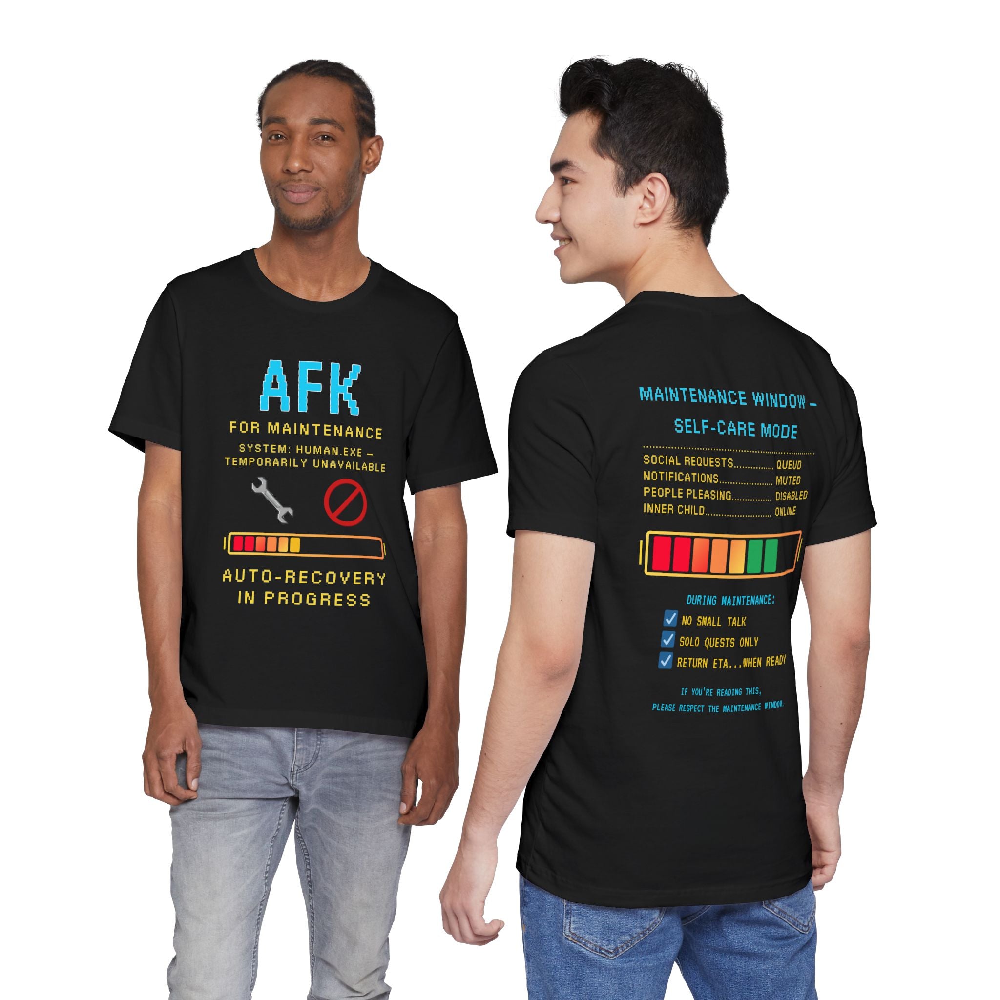 🛠️ AFK FOR MAINTENANCE Shirt • Self-Care Mode Gamer T-Shirt • Retro Pixel AFK Tee for Introverts • 80s 90s Video Game Gift