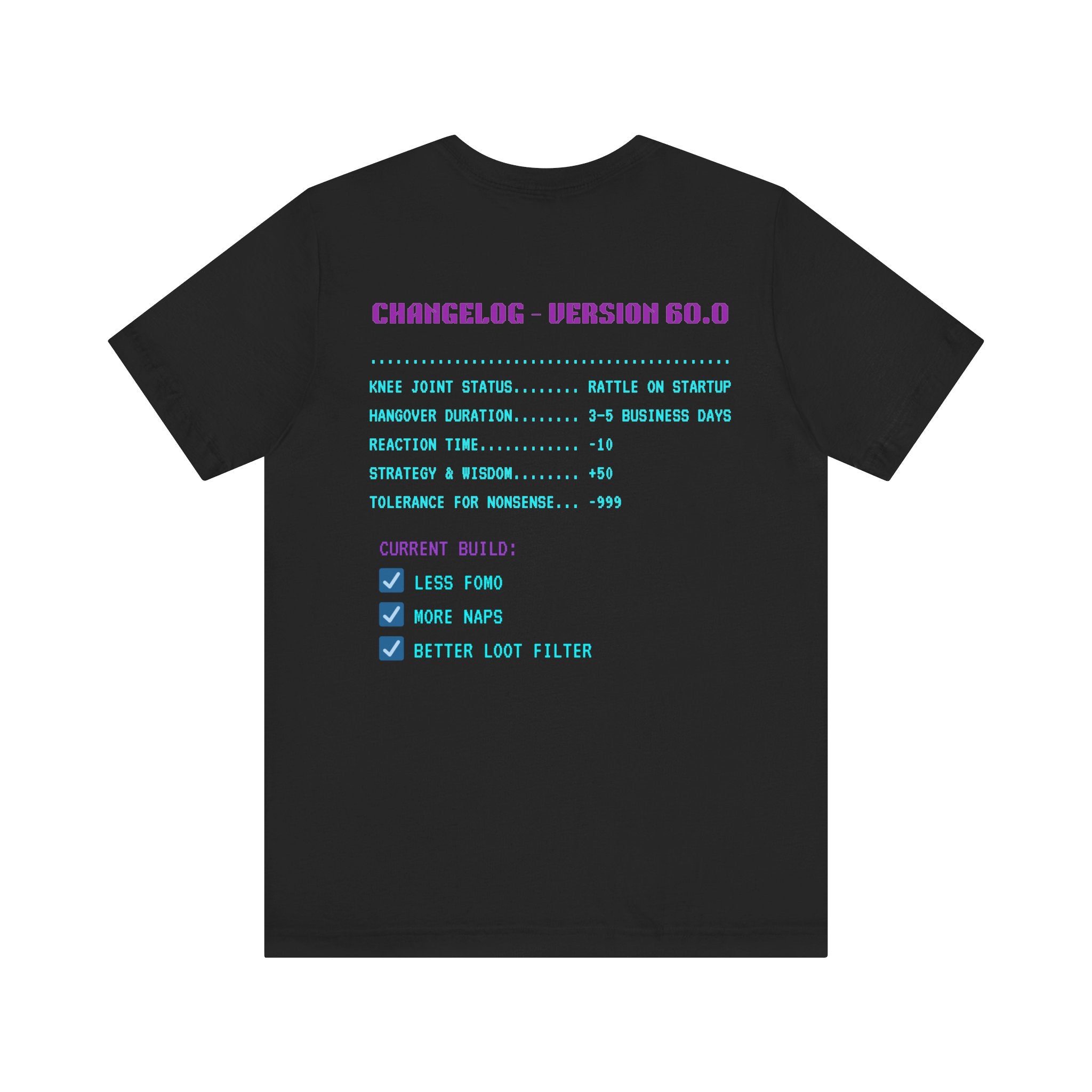 🎮 HUMAN.EXE Patch Notes v60.0 Shirt • Funny 60th Birthday Gamer T-Shirt • Retro Changelog Tee for 80s 90s Gamers • Level 60 Upgrade Gift