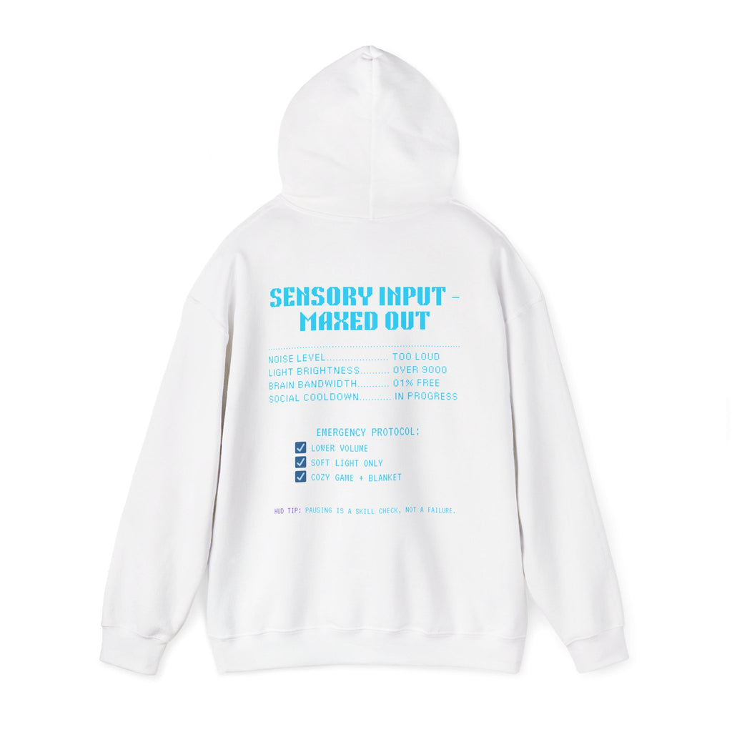 ⚡ OVERSTIMULATED STILL IN THE GAME Hoodie • Sensory Input Maxed Out Gamer Hoodie • Retro Pixel Anxiety Sweatshirt • Cozy Introvert Gamer Gift