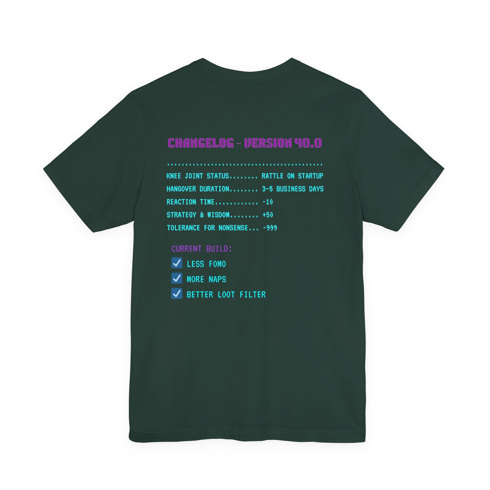 🎮 HUMAN.EXE Patch Notes v40.0 Shirt • Funny 40th Birthday Gamer T-Shirt • Retro Changelog Tee for 80s 90s Gamers • Level 40 Upgrade Gift