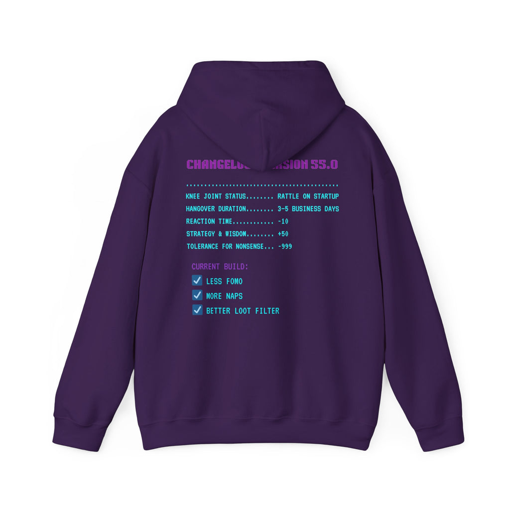 🎮 HUMAN.EXE Patch Notes v 55.0 Hoodie • Funny 55th Birthday Gamer Hoodie • Retro Changelog Sweatshirt • Cozy Level 55 Upgrade Gift