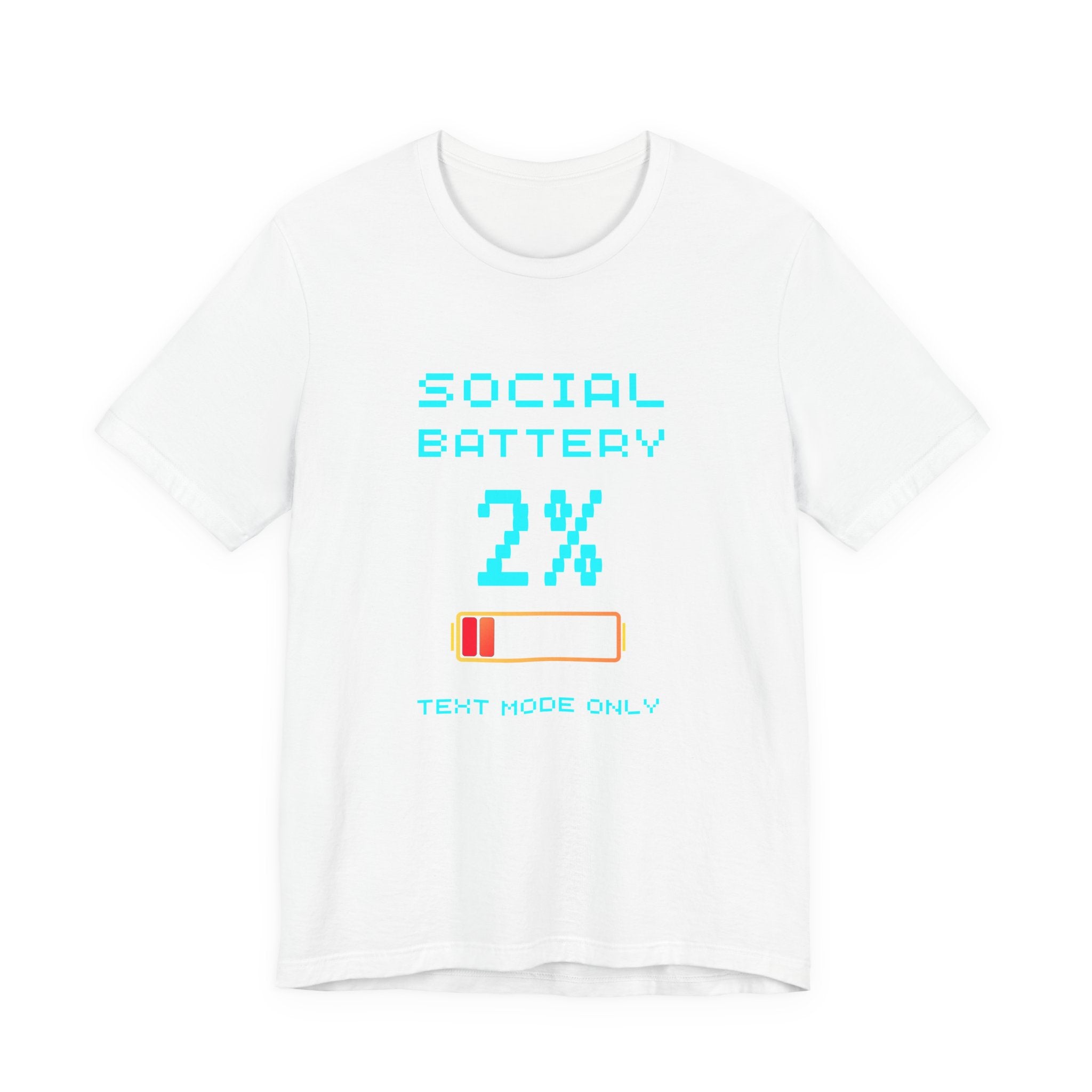 Social Battery 2% Shirt – Text Mode Only Introvert Gamer Tee (Front & Back Print)