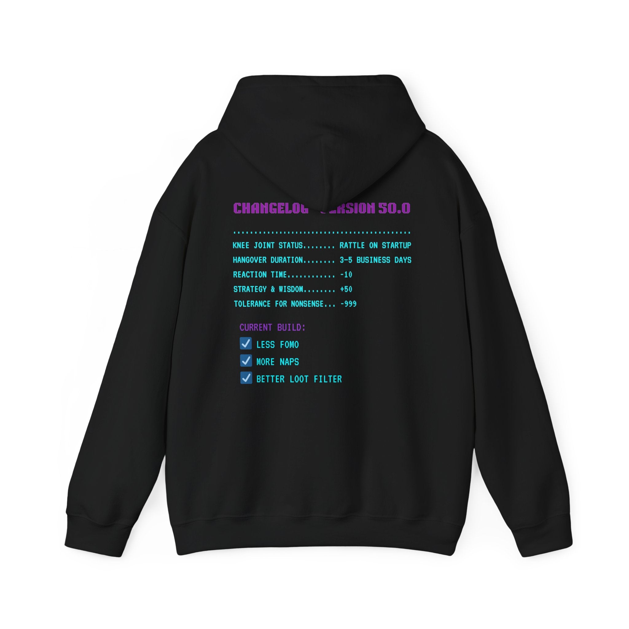 🎮 HUMAN.EXE Patch Notes v 50.0 Hoodie • Funny 50th Birthday Gamer Hoodie • Retro Changelog Sweatshirt • Cozy Level 50 Upgrade Gift
