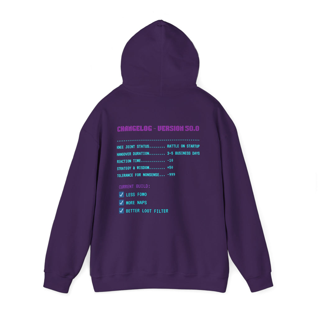 🎮 HUMAN.EXE Patch Notes v 50.0 Hoodie • Funny 50th Birthday Gamer Hoodie • Retro Changelog Sweatshirt • Cozy Level 50 Upgrade Gift