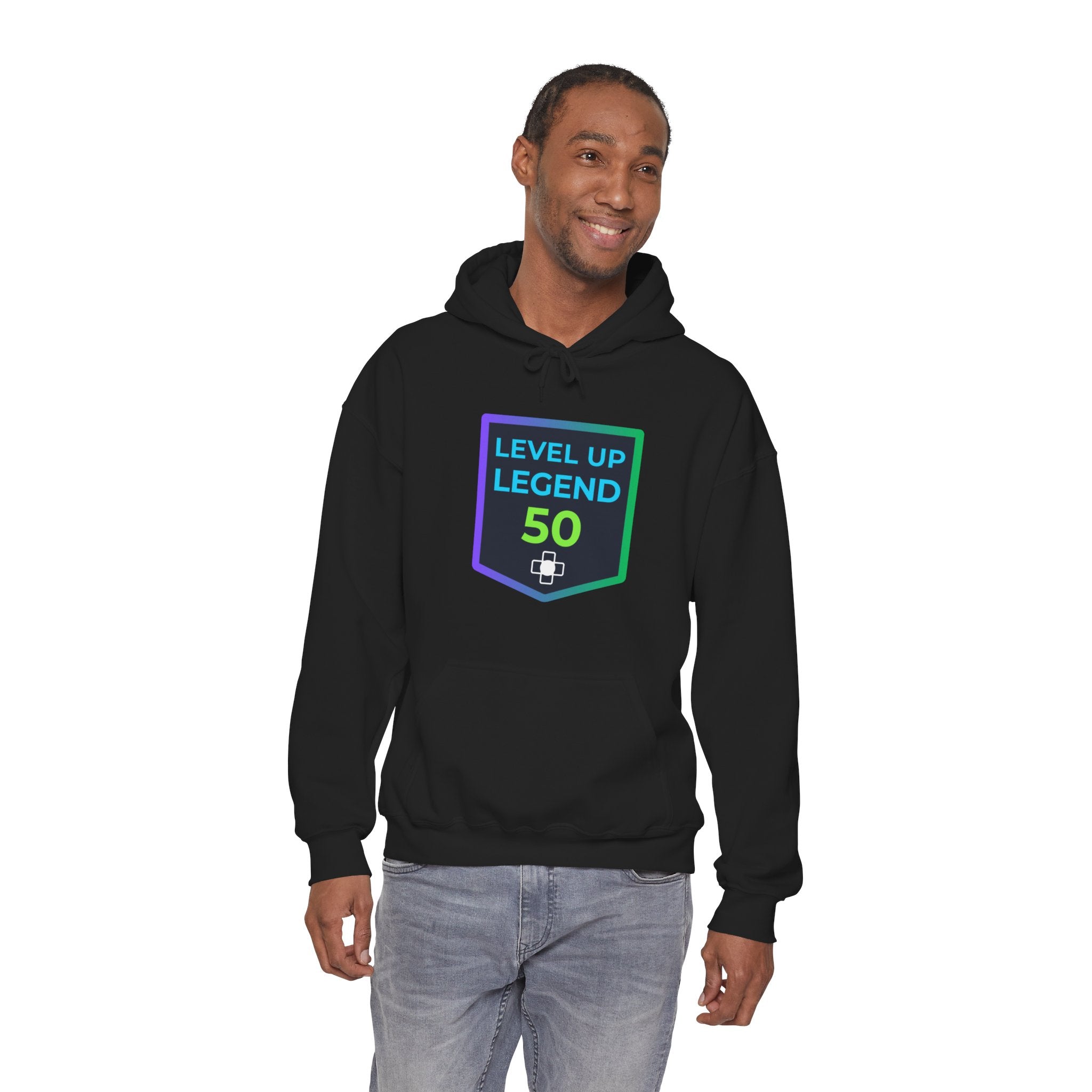 🔥 Level 50 Legend Hoodie • Retro Gamer 50th Birthday Gift • Front + Back Design • Arcade Achievement Hoodie