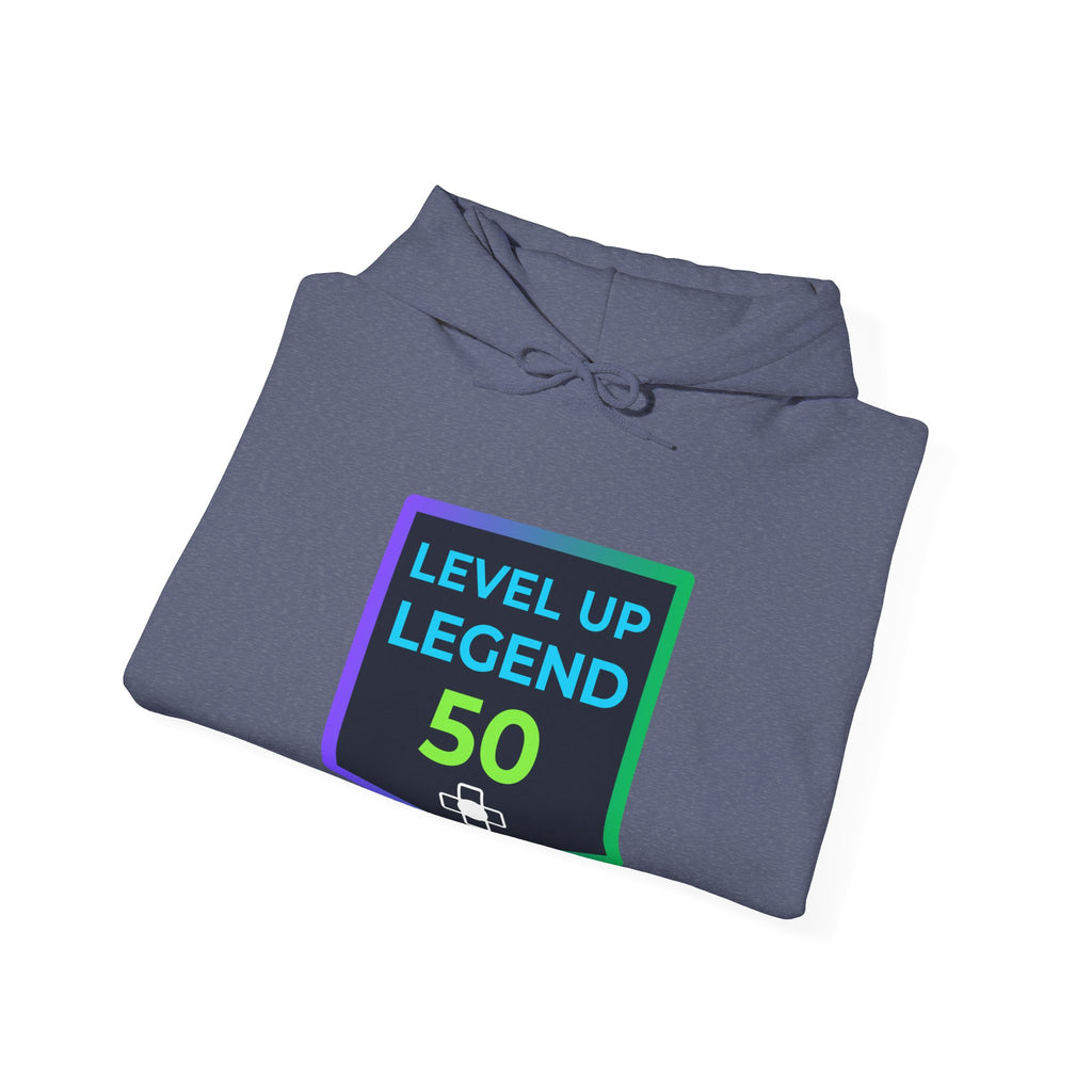 🔥 Level 50 Legend Hoodie • Retro Gamer 50th Birthday Gift • Front + Back Design • Arcade Achievement Hoodie
