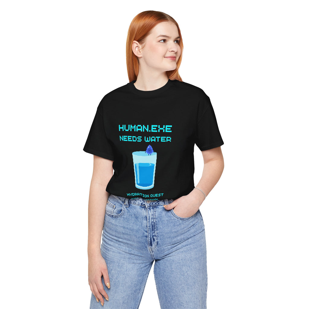 💧 HUMAN.EXE NEEDS WATER Shirt • Hydration Quest Gamer Tee • Retro 80s 90s Video Game T-Shirt • Funny Introvert Gift for Gamers
