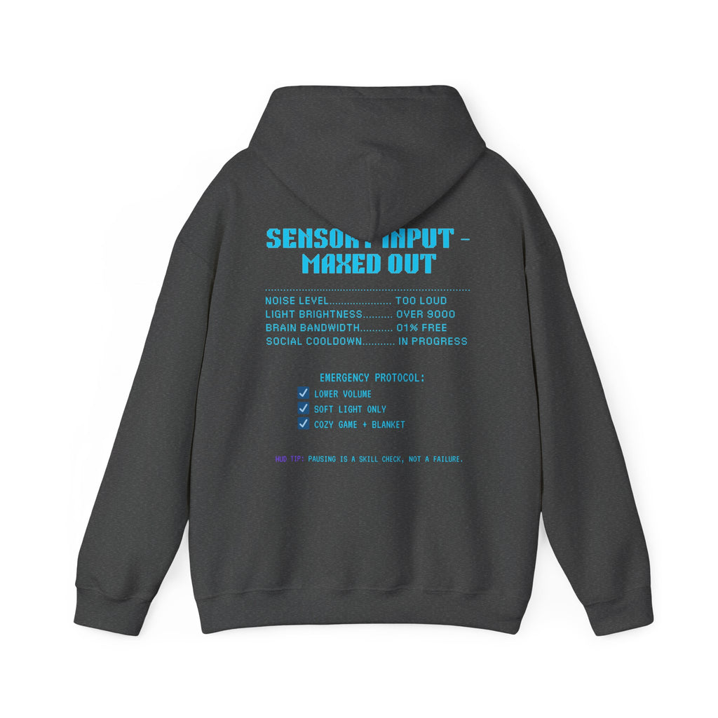⚡ OVERSTIMULATED STILL IN THE GAME Hoodie • Sensory Input Maxed Out Gamer Hoodie • Retro Pixel Anxiety Sweatshirt • Cozy Introvert Gamer Gift