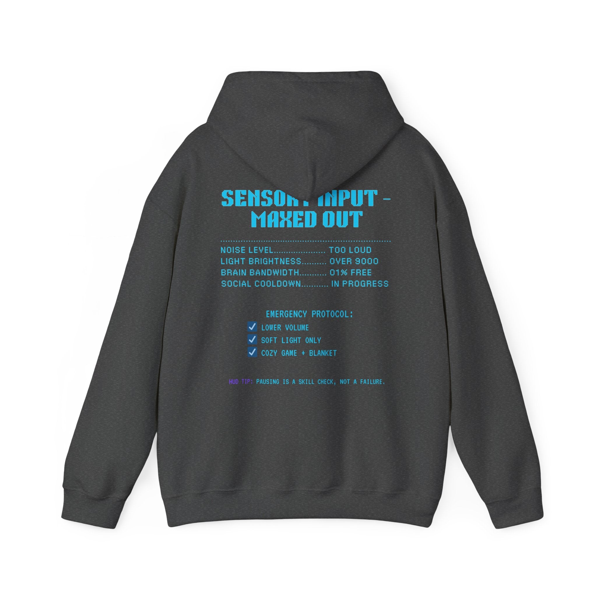 ⚡ OVERSTIMULATED STILL IN THE GAME Hoodie • Sensory Input Maxed Out Gamer Hoodie • Retro Pixel Anxiety Sweatshirt • Cozy Introvert Gamer Gift