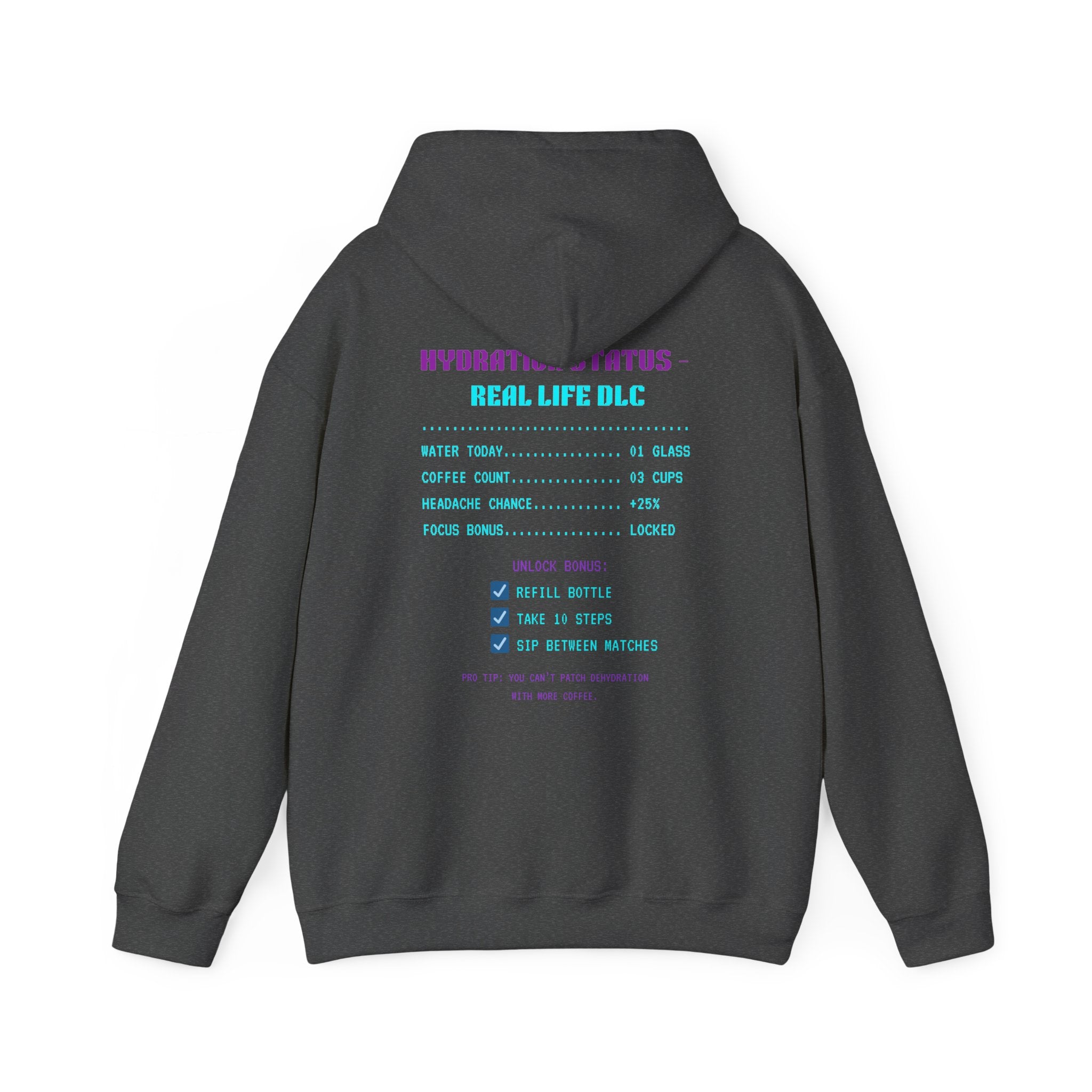 💧 HUMAN.EXE NEEDS WATER Hoodie • Hydration Quest Gamer Hoodie • Cozy Retro Gamer Sweatshirt • Funny 80s 90s Gaming Gift