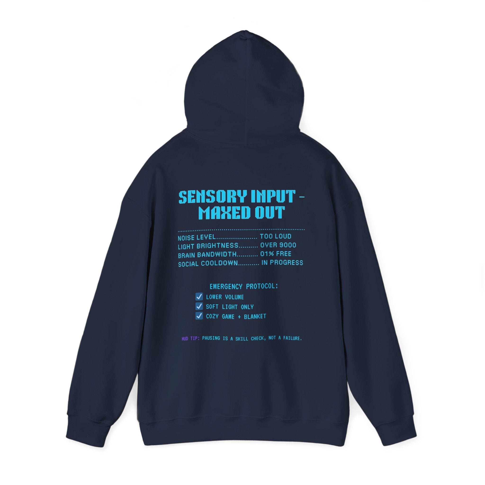 ⚡ OVERSTIMULATED STILL IN THE GAME Hoodie • Sensory Input Maxed Out Gamer Hoodie • Retro Pixel Anxiety Sweatshirt • Cozy Introvert Gamer Gift