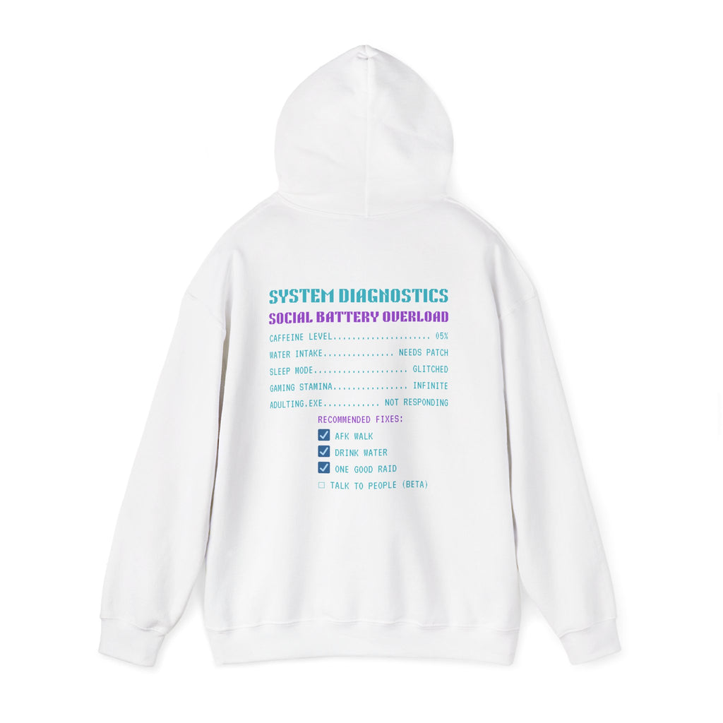 🔋 Social Battery Critical Hoodie • Retro Gamer Front + Back • Human.exe Gamer Edition • Cozy Introvert Gamer Hoodie • 80s–90s Gamer Gift