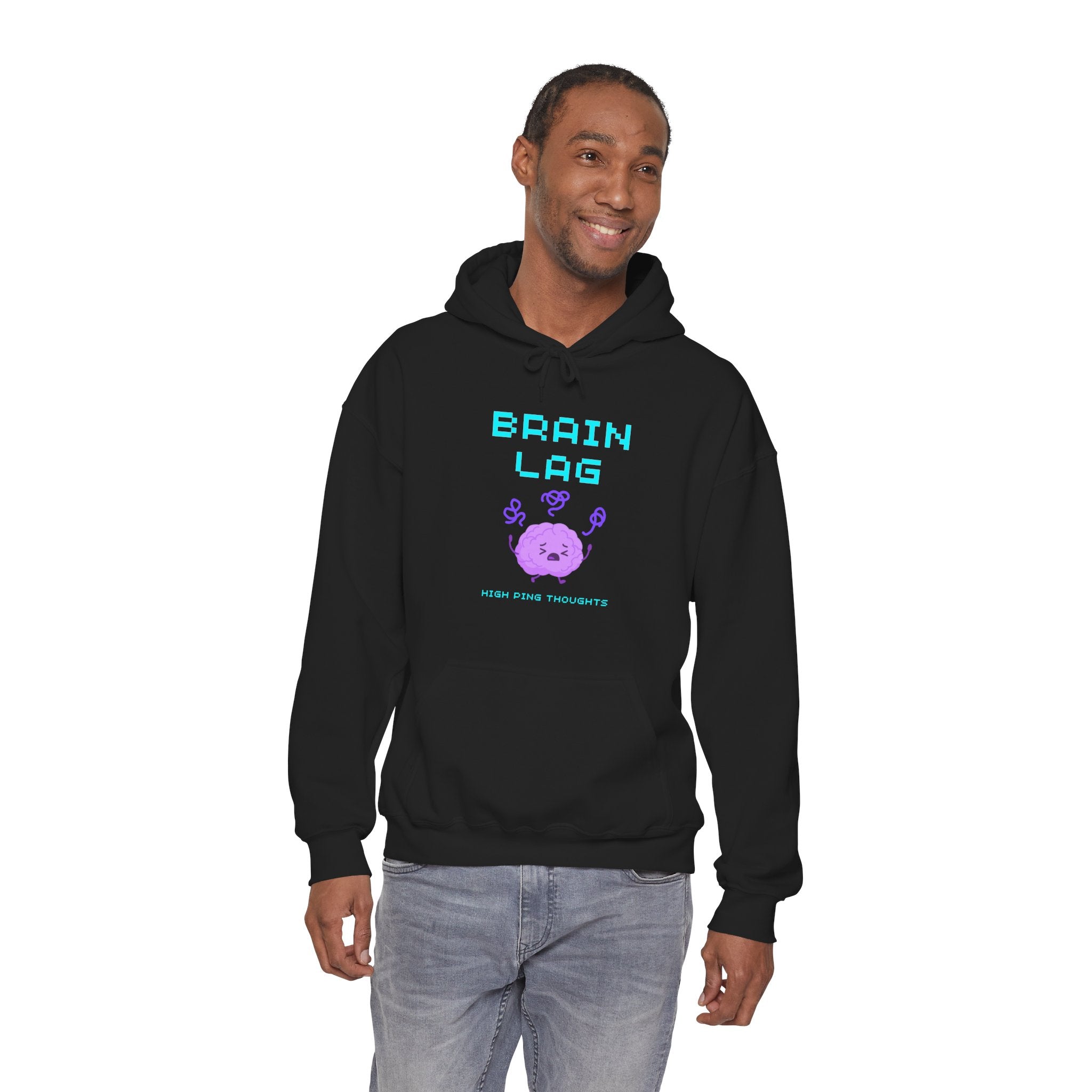 Brain Lag – High Ping Thoughts Hoodie (Front & Back Print) Cognitive Latency Gamer Sweatshirt