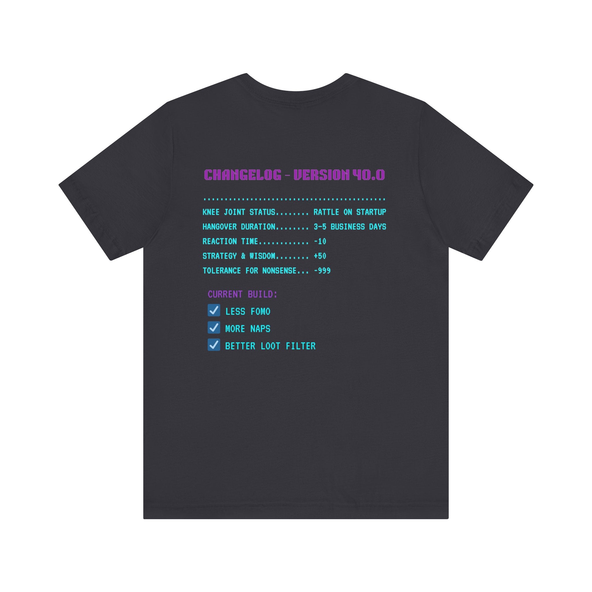 🎮 HUMAN.EXE Patch Notes v40.0 Shirt • Funny 40th Birthday Gamer T-Shirt • Retro Changelog Tee for 80s 90s Gamers • Level 40 Upgrade Gift