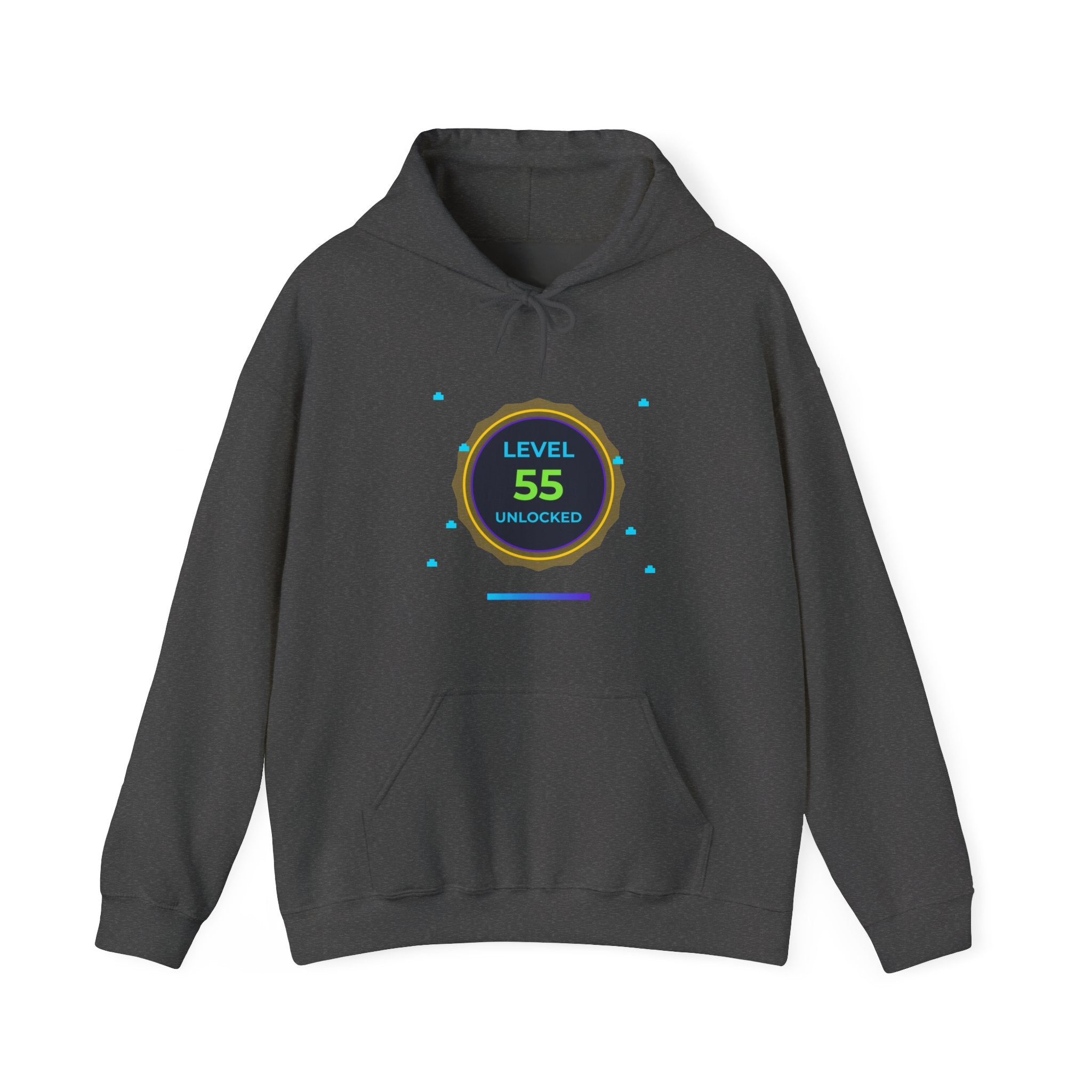 🔥 Level 55 Legend Hoodie • Retro Gamer 55th Birthday Gift • Front + Back Design • Arcade Achievement Hoodie