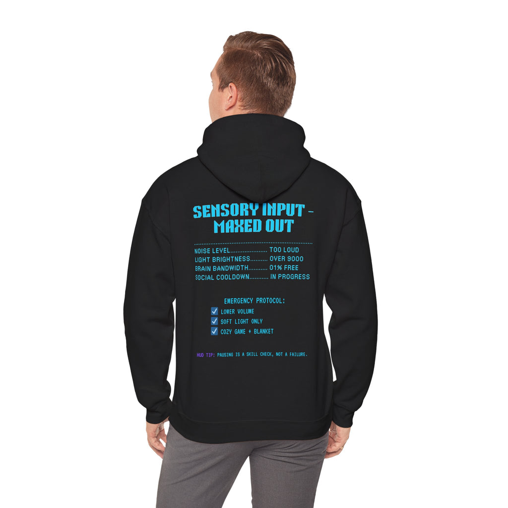 ⚡ OVERSTIMULATED STILL IN THE GAME Hoodie • Sensory Input Maxed Out Gamer Hoodie • Retro Pixel Anxiety Sweatshirt • Cozy Introvert Gamer Gift