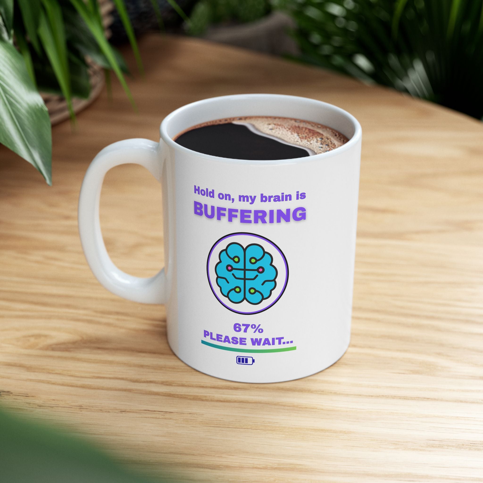 ☕ Brain Buffering Mug • Funny Gamer Coffee Mug • 67% Loading Error • Morning Lag Cup • Mental Health Humor Gift