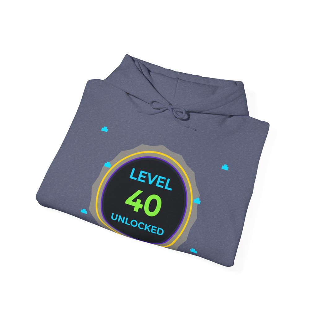 🔥 Level 40 Legend Hoodie • Retro Gamer 40th Birthday Gift • Front + Back Design • Arcade Achievement Hoodie