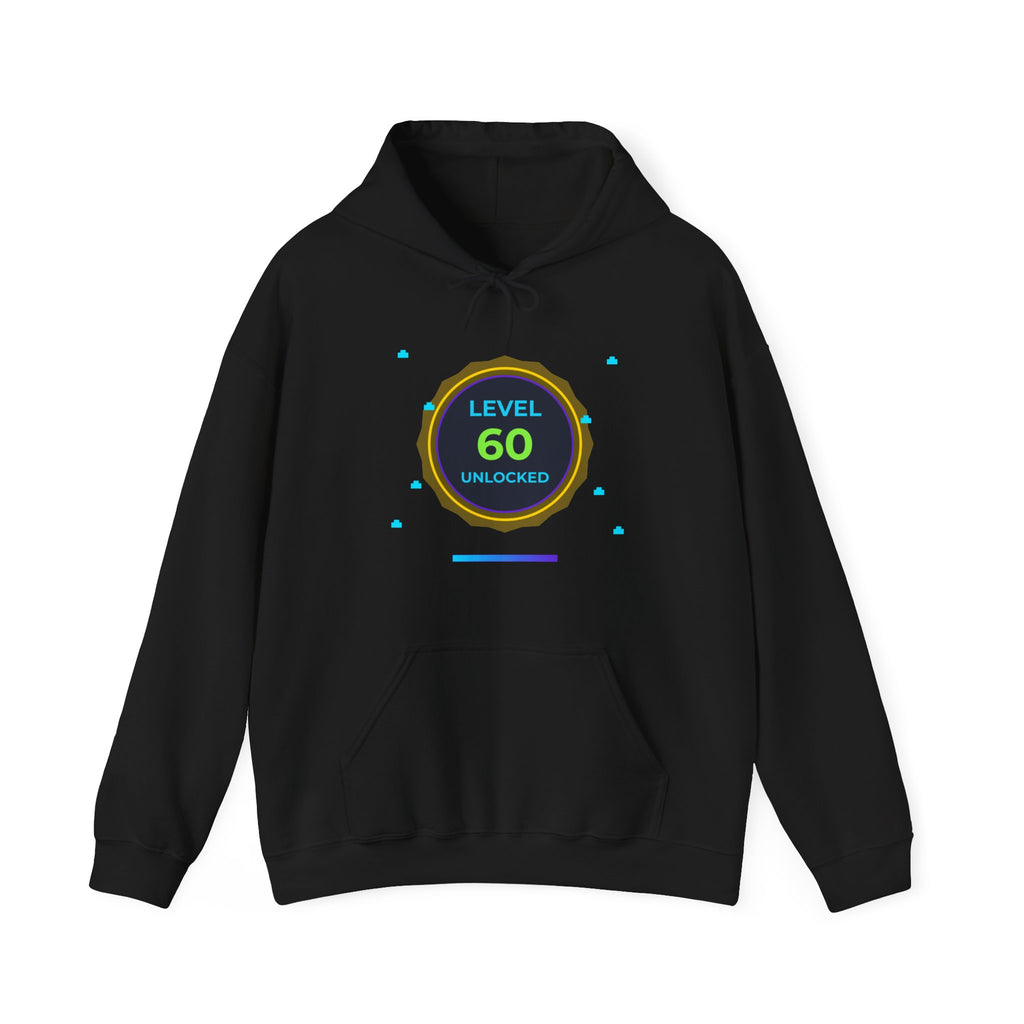 🔥 Level 60 Legend Hoodie • Retro Gamer 60th Birthday Gift • Front + Back Design • Arcade Achievement Hoodie
