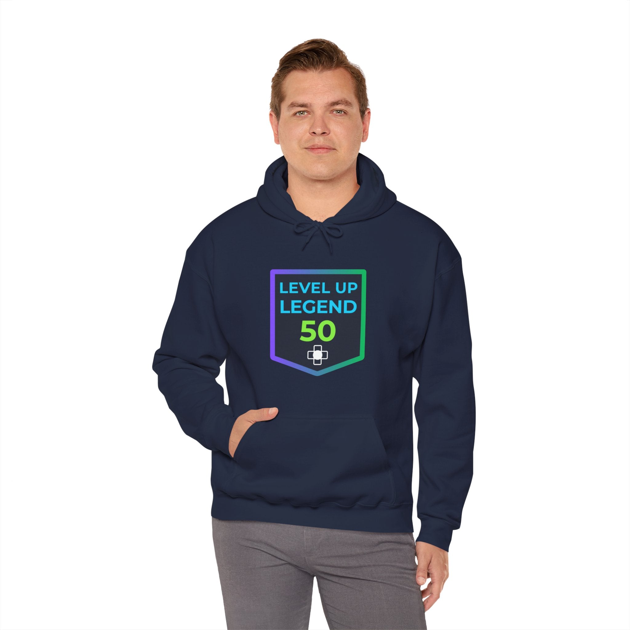 🔥 Level 50 Legend Hoodie • Retro Gamer 50th Birthday Gift • Front + Back Design • Arcade Achievement Hoodie