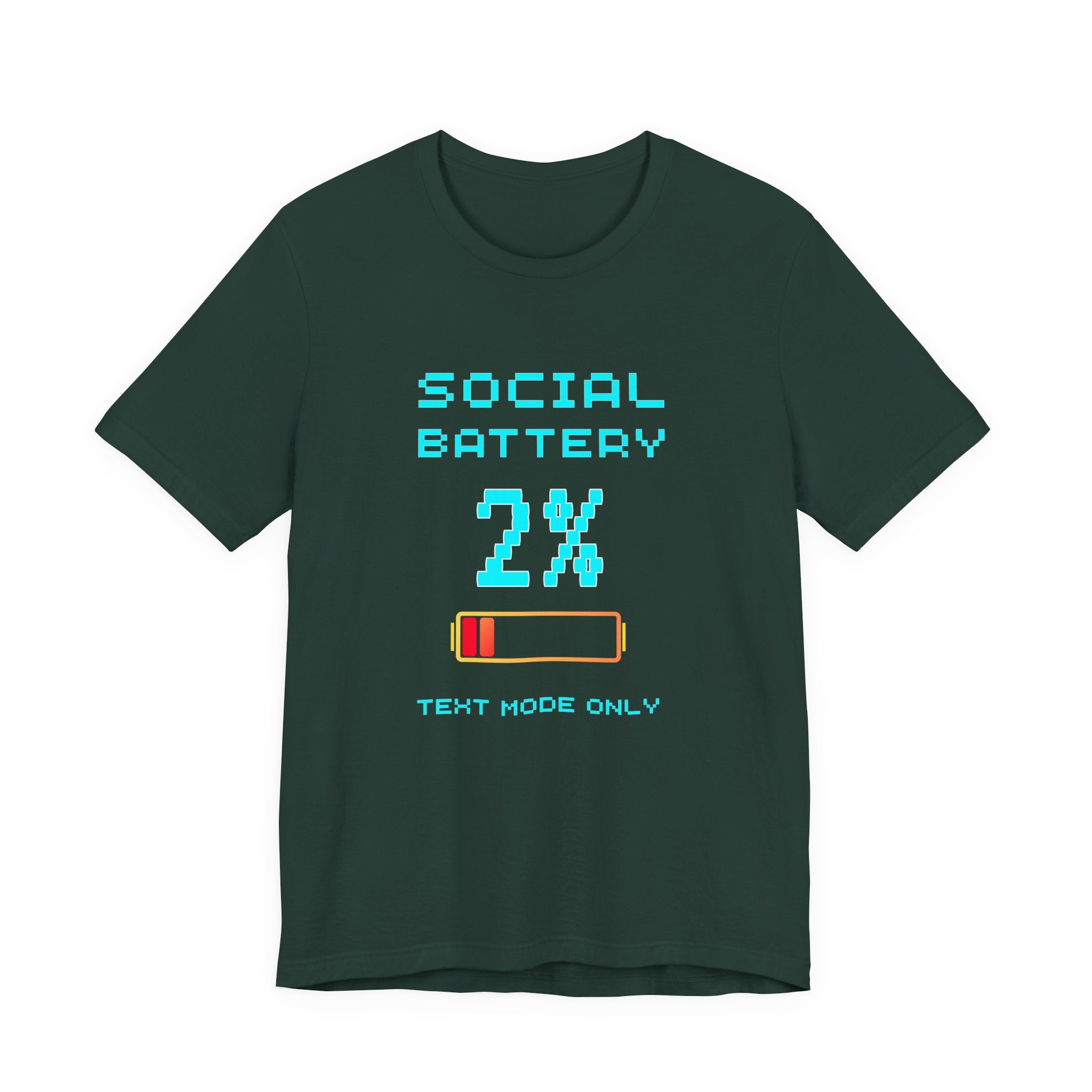 Social Battery 2% Shirt – Text Mode Only Introvert Gamer Tee (Front & Back Print)