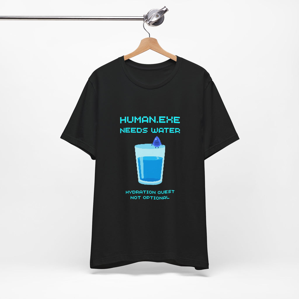 💧 HUMAN.EXE NEEDS WATER Shirt • Hydration Quest Gamer Tee • Retro 80s 90s Video Game T-Shirt • Funny Introvert Gift for Gamers