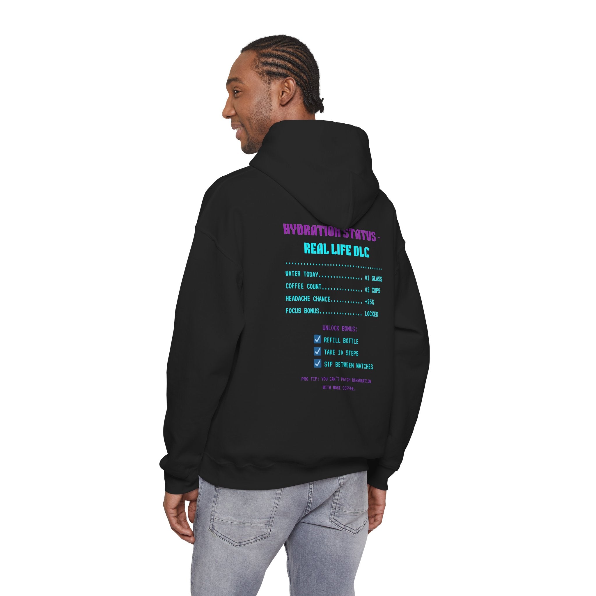 💧 HUMAN.EXE NEEDS WATER Hoodie • Hydration Quest Gamer Hoodie • Cozy Retro Gamer Sweatshirt • Funny 80s 90s Gaming Gift