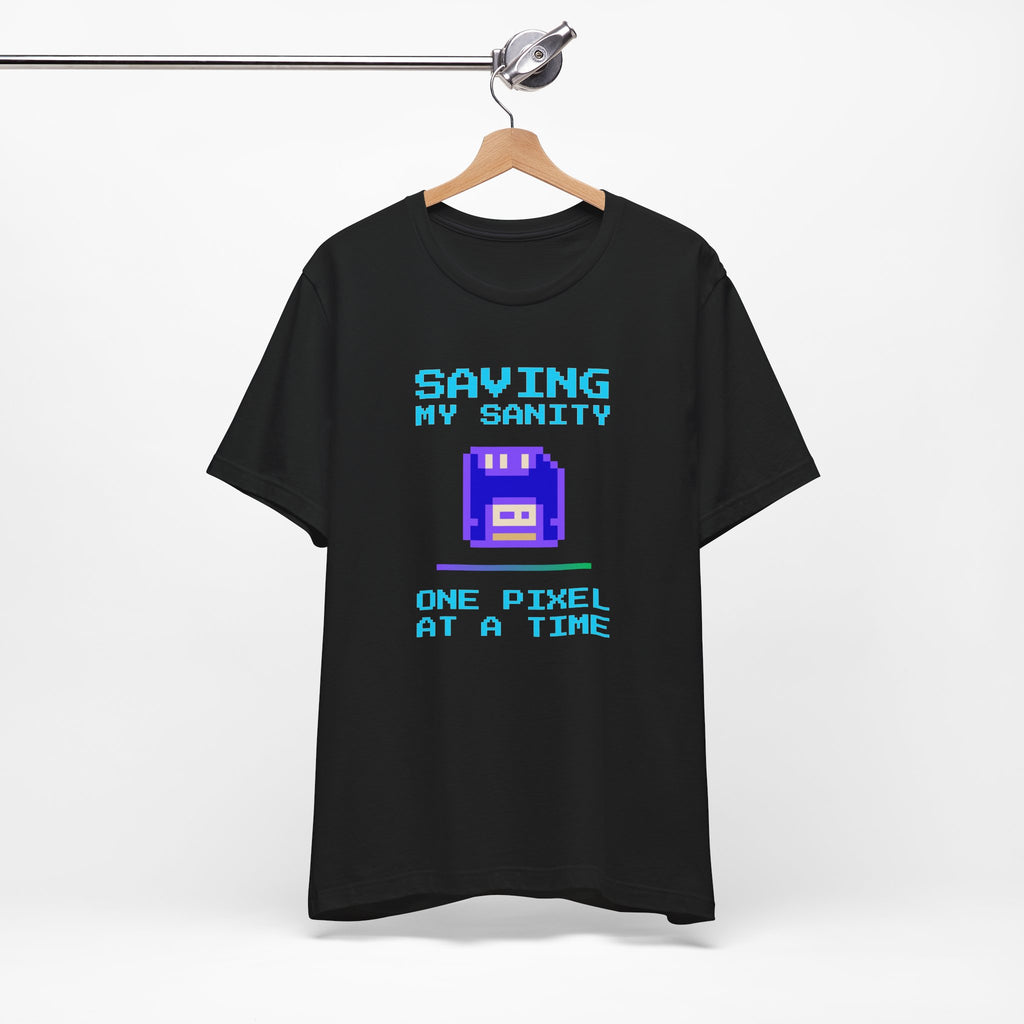 🔥 Saving My Sanity Shirt | Front + Back Design | Gamer Mental Health Tee | Retro Floppy Disk Gaming Humor
