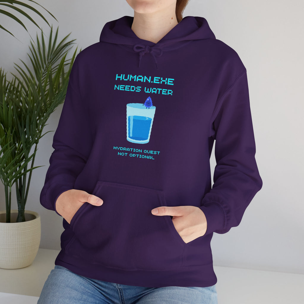 💧 HUMAN.EXE NEEDS WATER Hoodie • Hydration Quest Gamer Hoodie • Cozy Retro Gamer Sweatshirt • Funny 80s 90s Gaming Gift