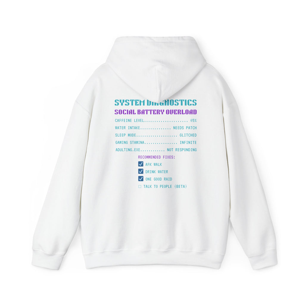 🔋 Social Battery Critical Hoodie • Retro Gamer Front + Back • Human.exe Gamer Edition • Cozy Introvert Gamer Hoodie • 80s–90s Gamer Gift