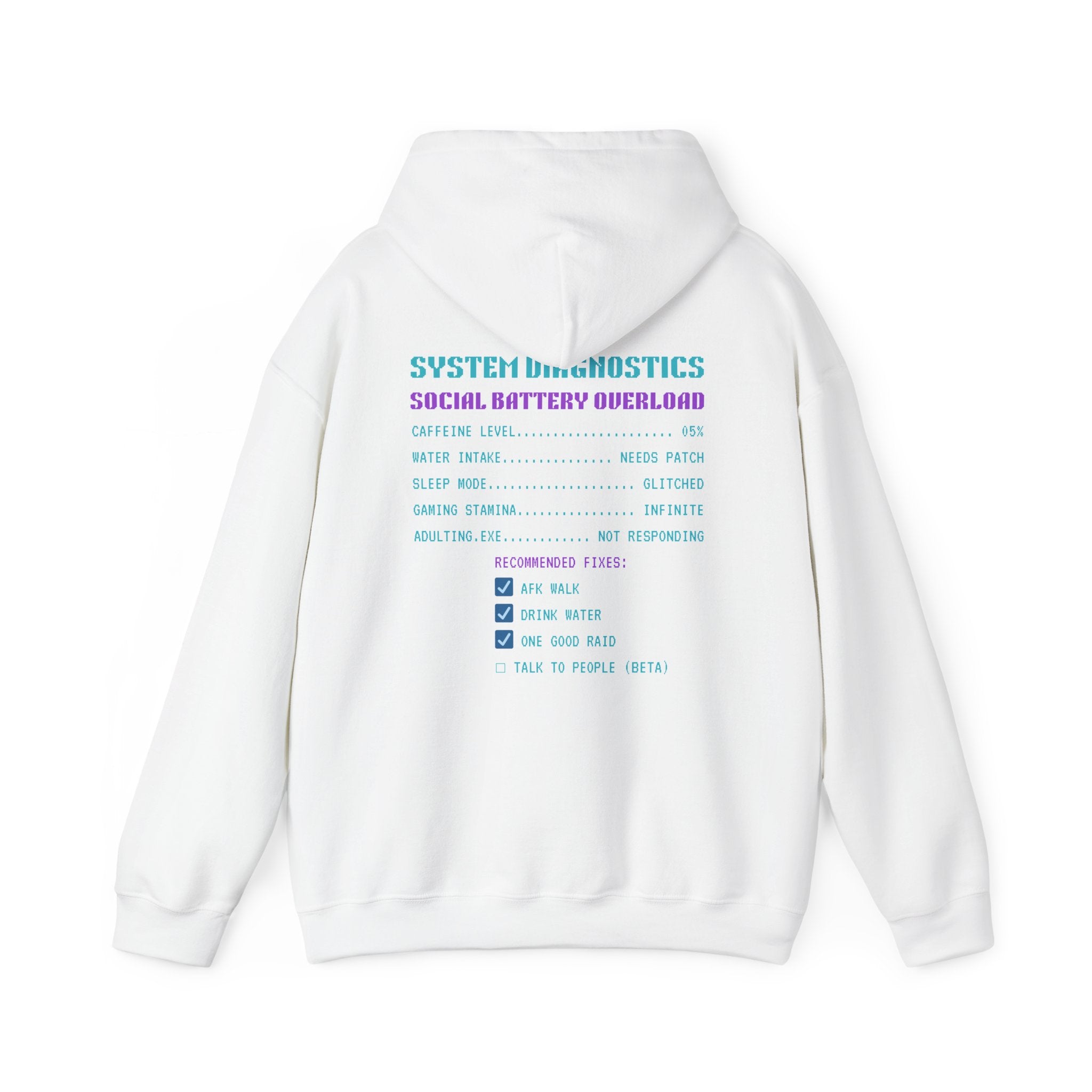 🔋 Social Battery Critical Hoodie • Retro Gamer Front + Back • Human.exe Gamer Edition • Cozy Introvert Gamer Hoodie • 80s–90s Gamer Gift