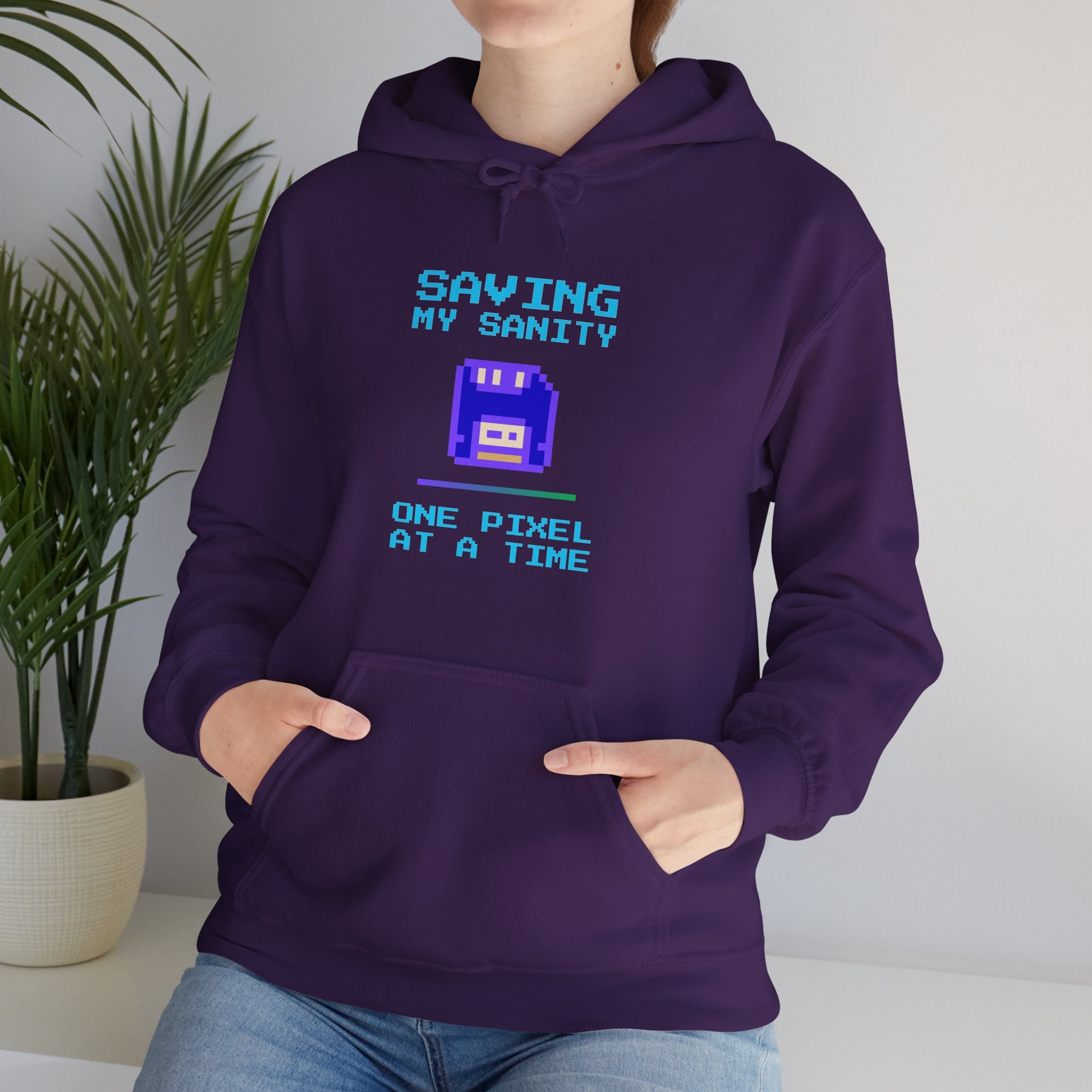 🔥 Saving My Sanity Hoodie | Front + Back Design | Gamer Mental Health Sweatshirt | Retro Floppy Disk Gaming Humor