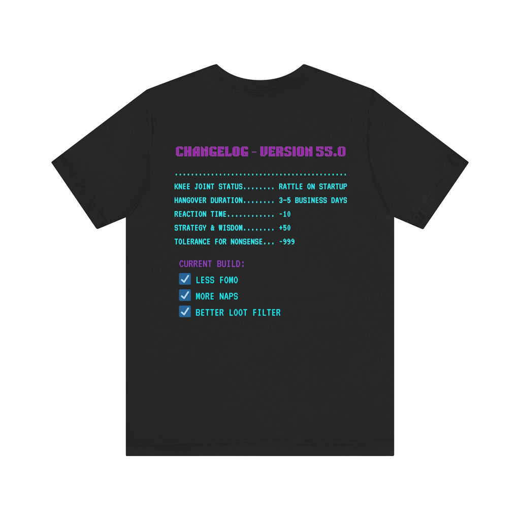 🎮 HUMAN.EXE Patch Notes v55.0 Shirt • Funny 55th Birthday Gamer T-Shirt • Retro Changelog Tee for 80s 90s Gamers • Level 55 Upgrade Gift