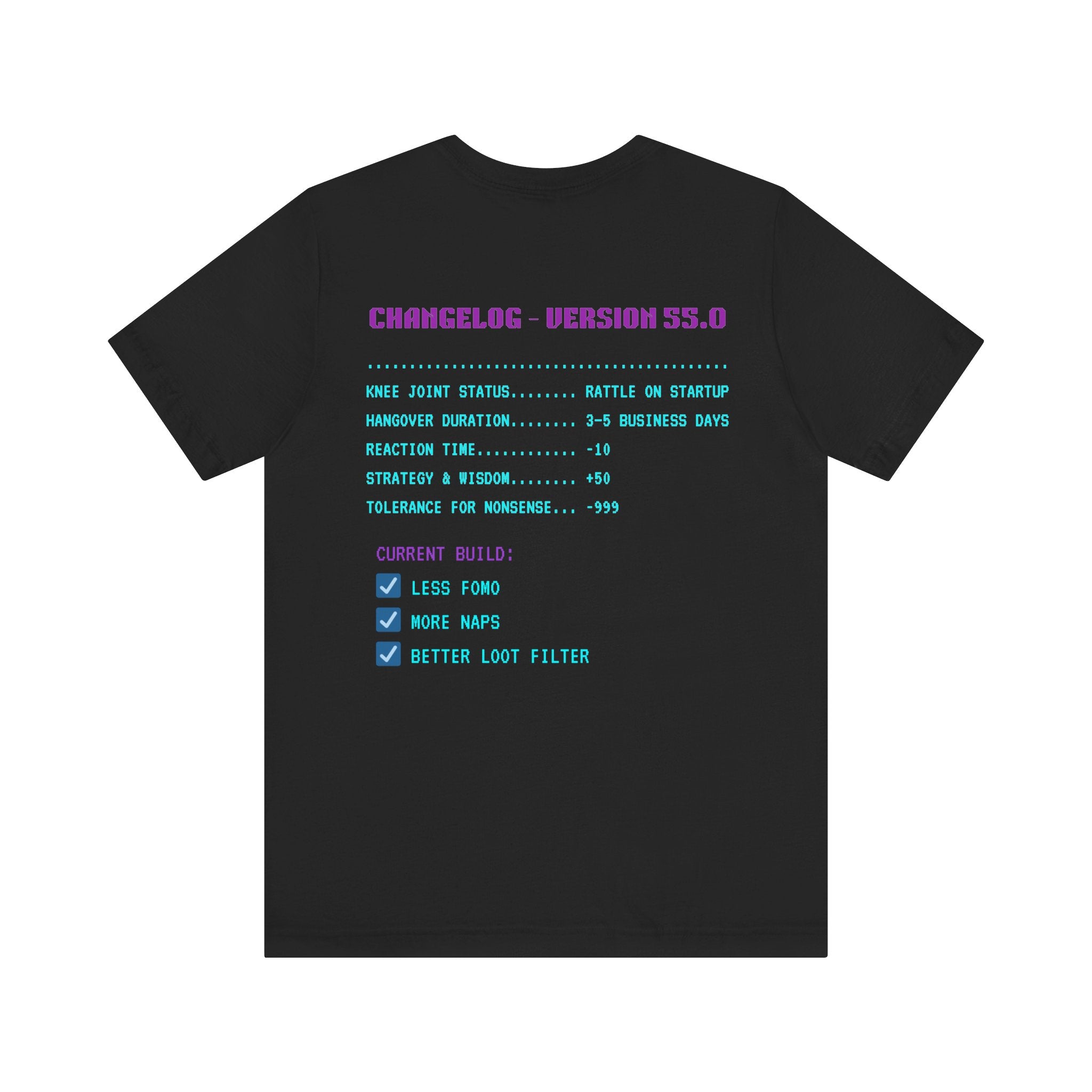 🎮 HUMAN.EXE Patch Notes v55.0 Shirt • Funny 55th Birthday Gamer T-Shirt • Retro Changelog Tee for 80s 90s Gamers • Level 55 Upgrade Gift