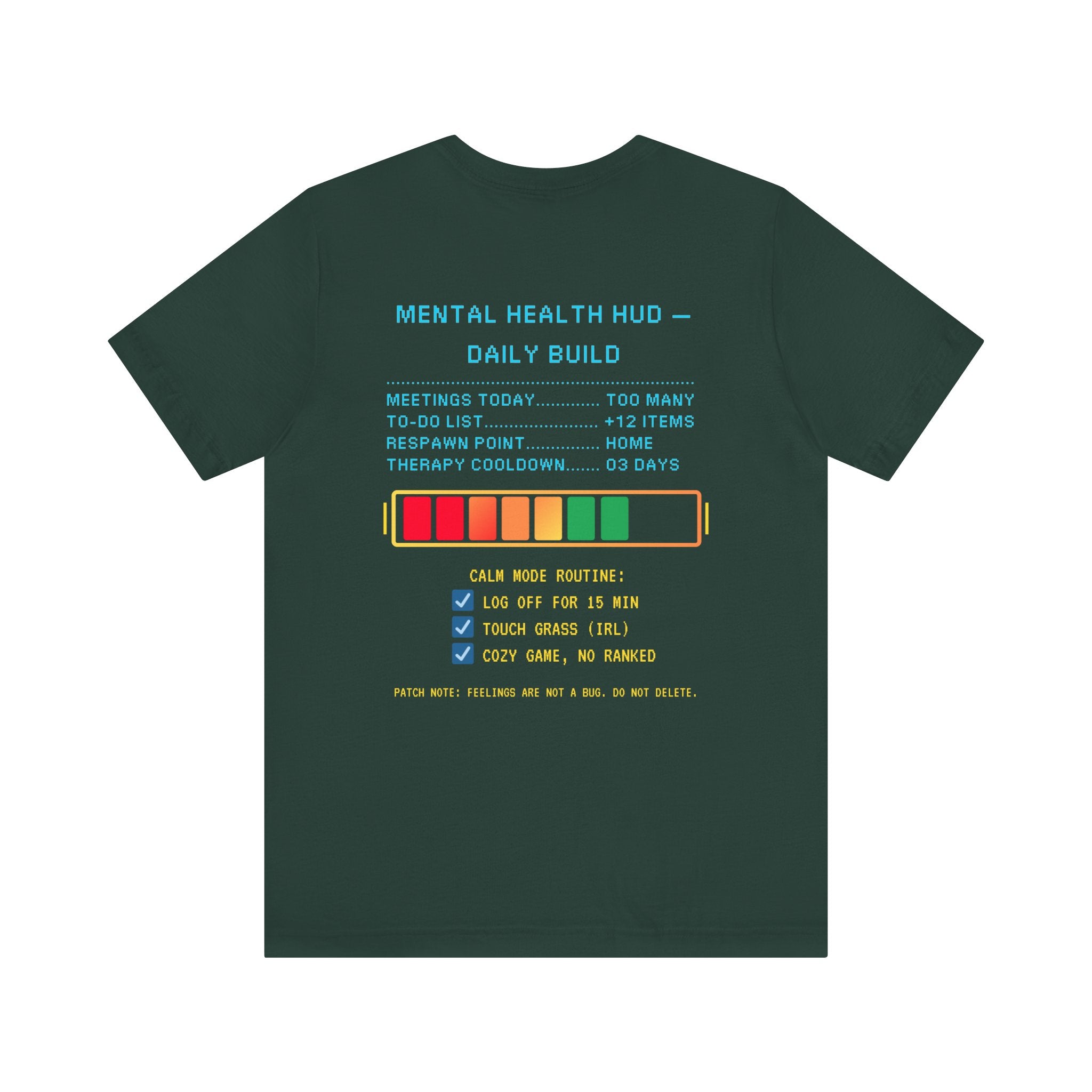 🧠 STRESS LEVELS AT 67% Shirt • Syncing to Calm Mode Gamer Tee • Mental Health HUD Pixel T-Shirt • Retro 80s 90s Gamer Gift for Adults